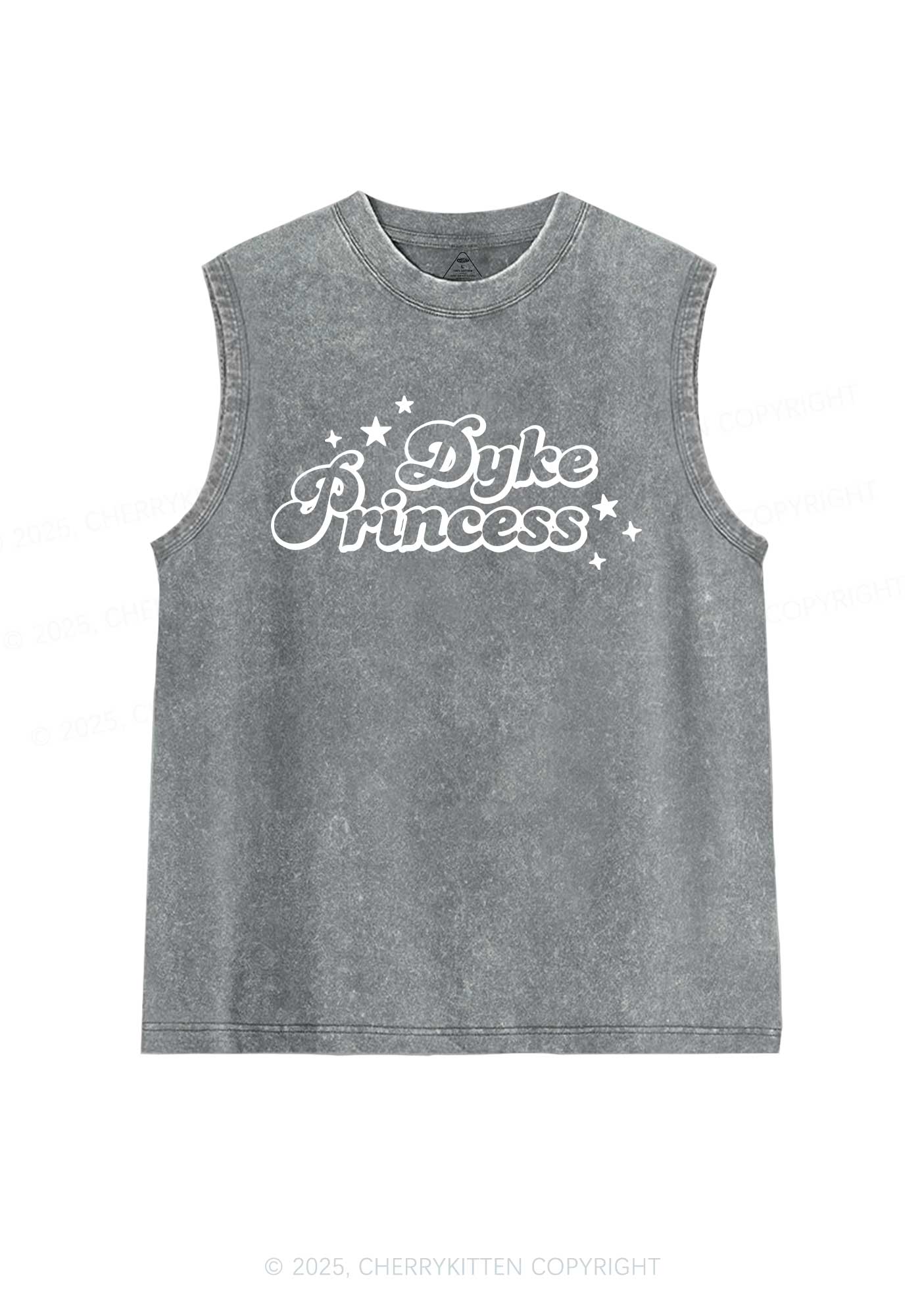 Dyke Princess Pride Y2K Washed Muscle Tank Cherrykitten - Image 6