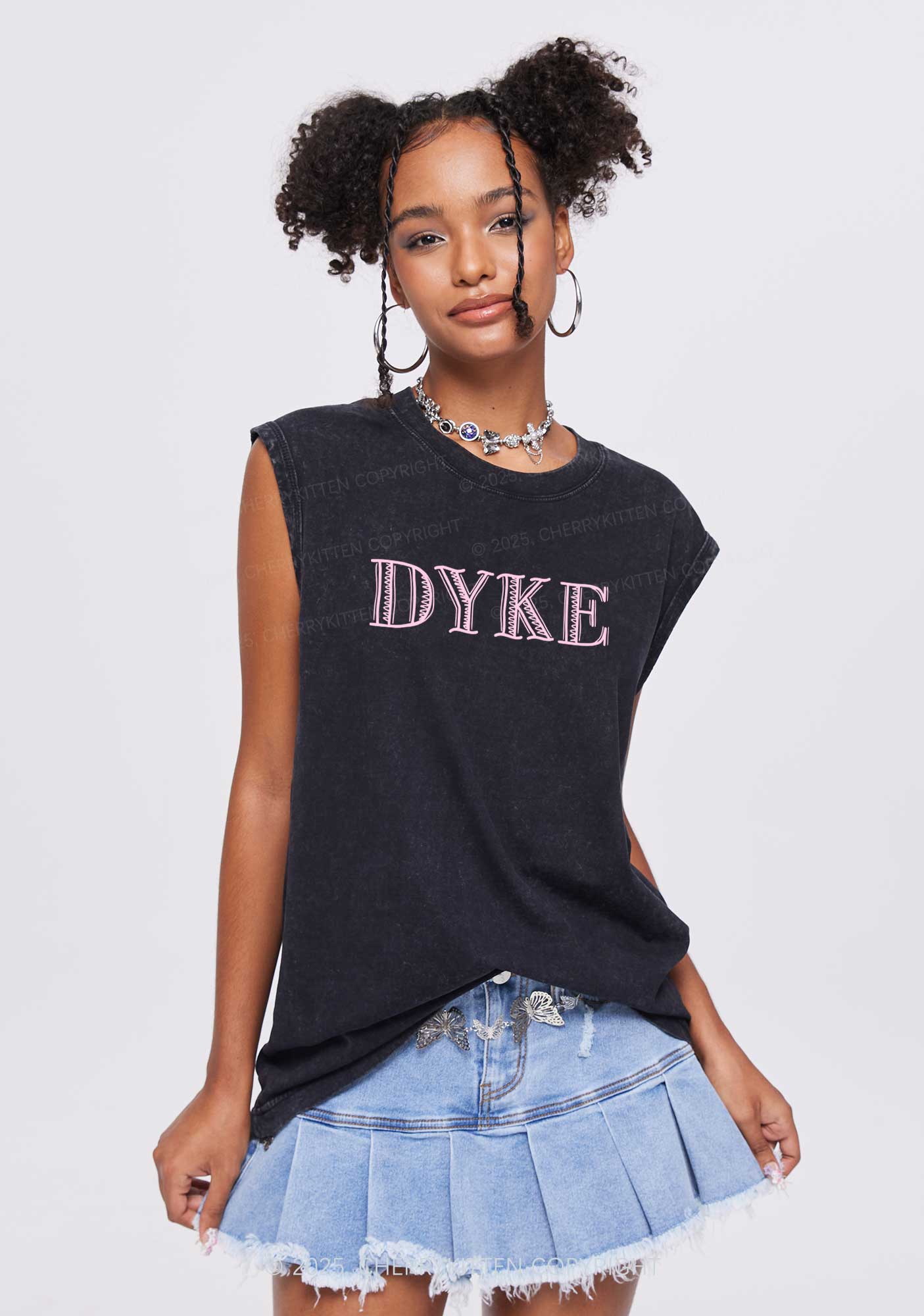 DYKE Y2K Washed Tank Cherrykitten - Image 2