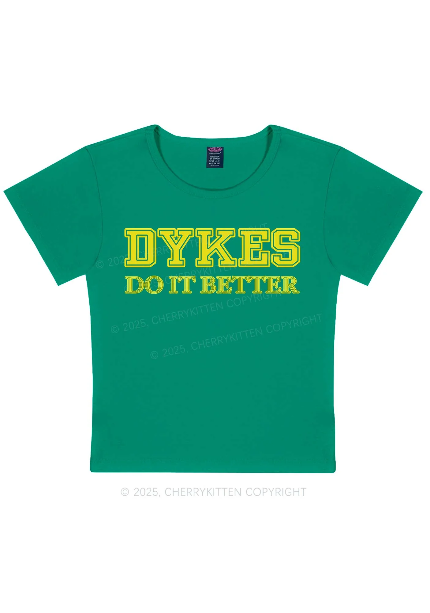 Dykes Do It Better Pride Y2K Baby Tee Cherrykitten - Image 11