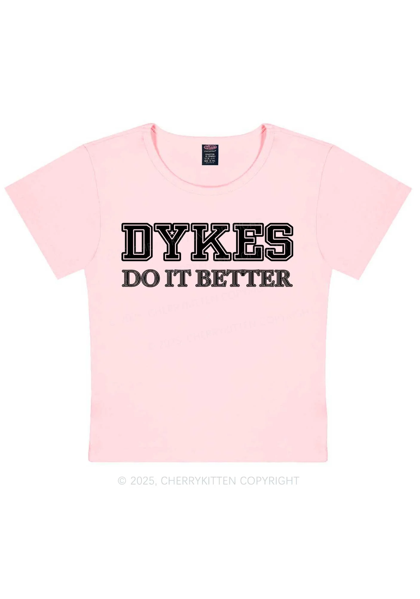 Dykes Do It Better Pride Y2K Baby Tee Cherrykitten - Image 12