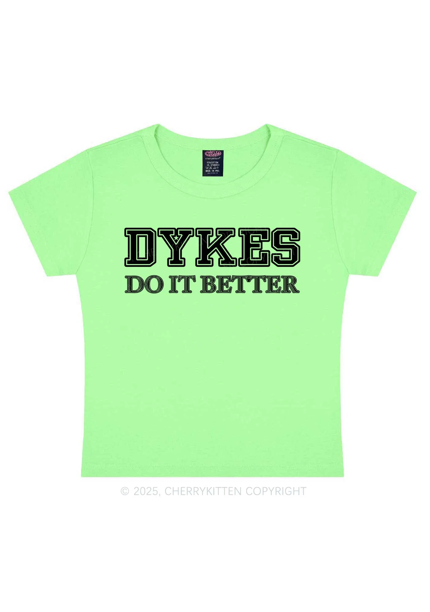 Dykes Do It Better Pride Y2K Baby Tee Cherrykitten - Image 13
