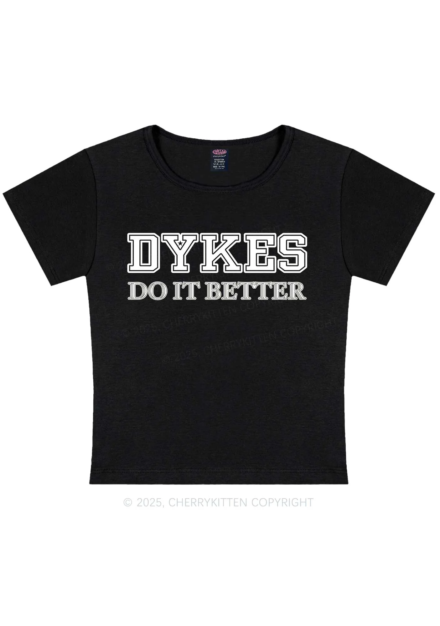 Dykes Do It Better Pride Y2K Baby Tee Cherrykitten - Image 4