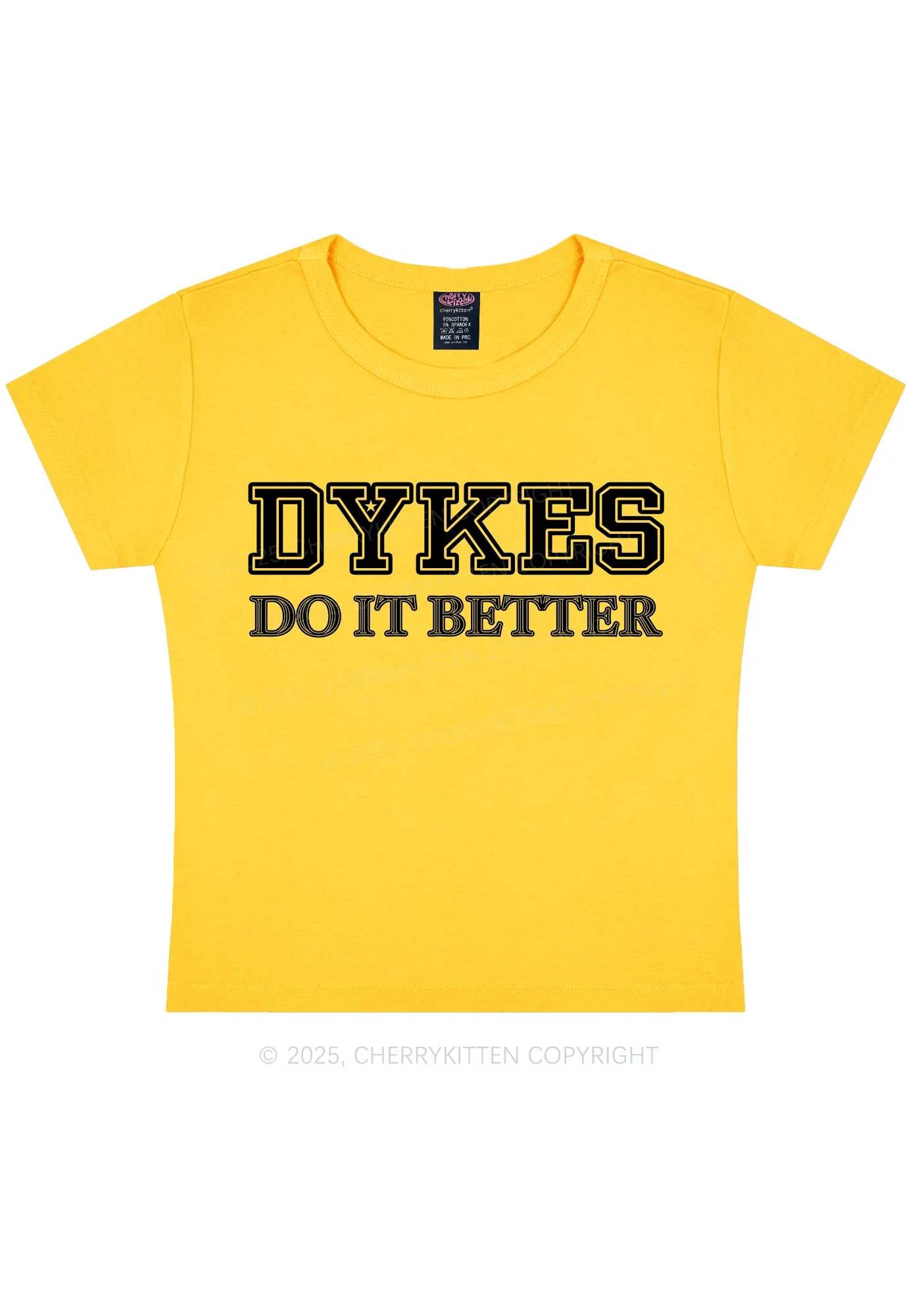 Dykes Do It Better Pride Y2K Baby Tee Cherrykitten - Image 5