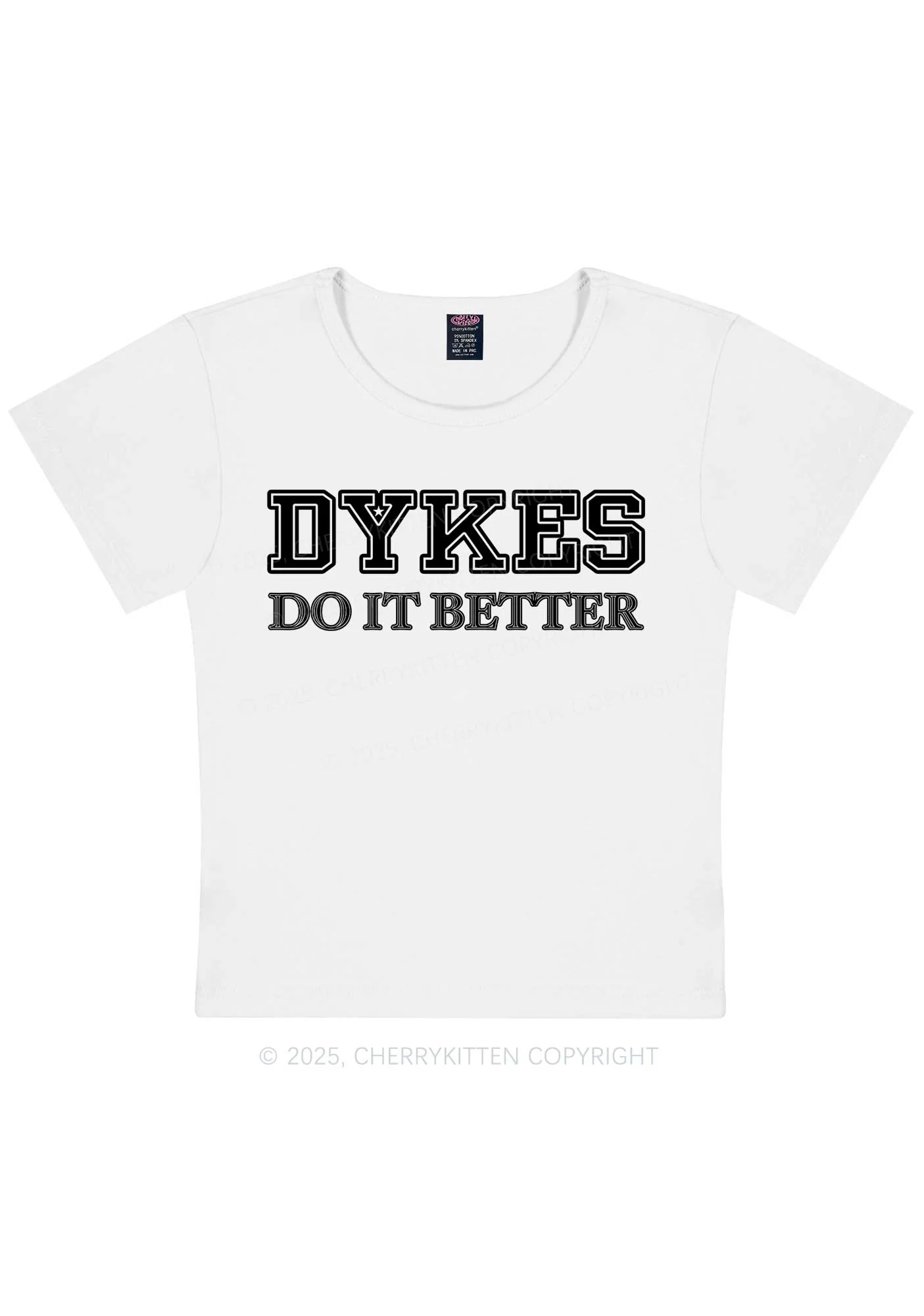 Dykes Do It Better Pride Y2K Baby Tee Cherrykitten - Image 6