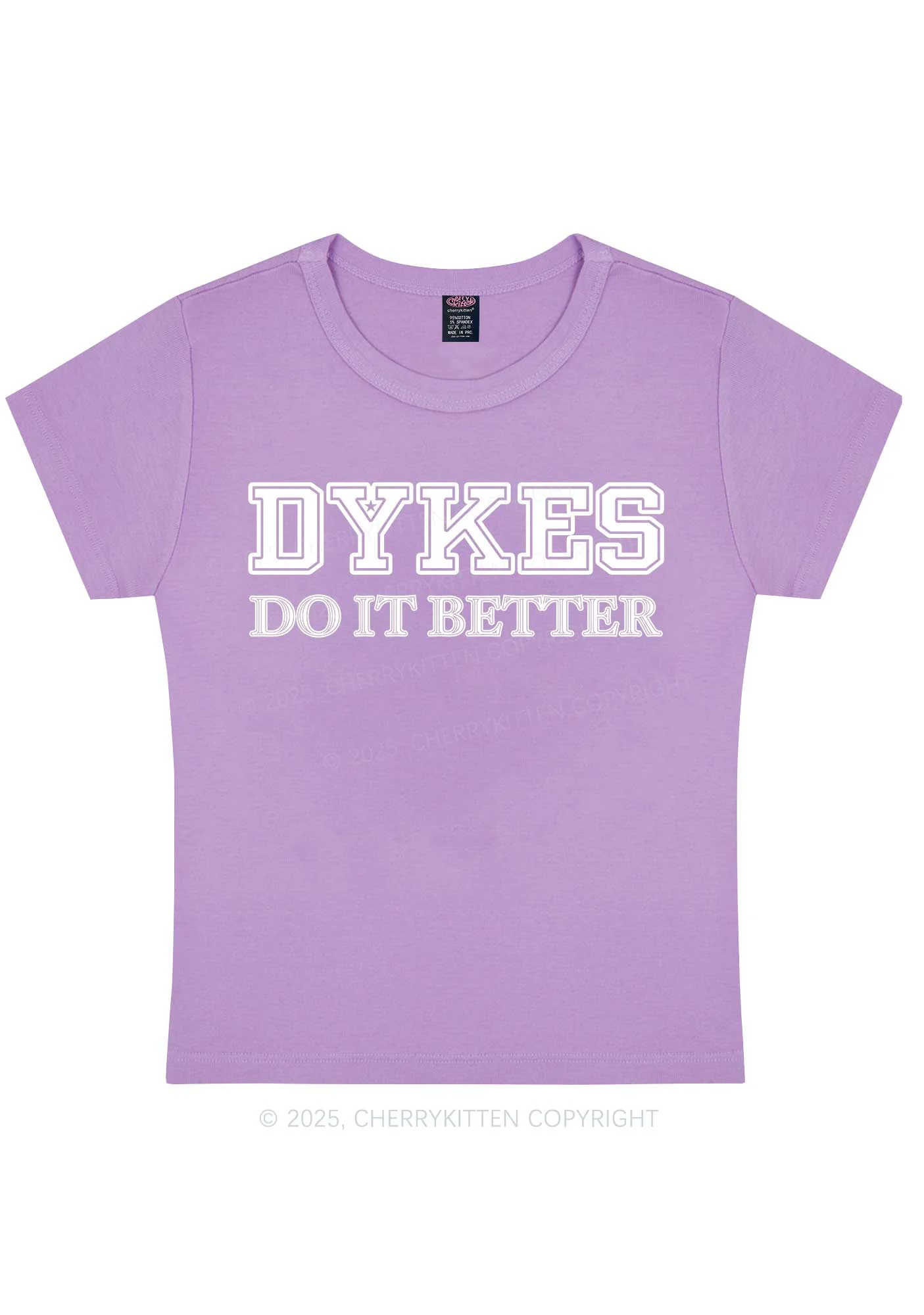 Dykes Do It Better Pride Y2K Baby Tee Cherrykitten - Image 7