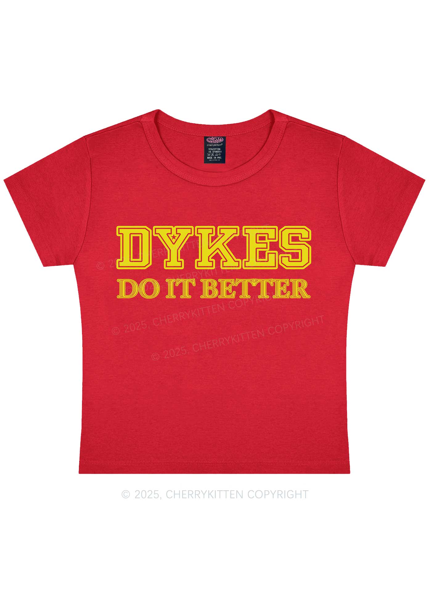 Dykes Do It Better Pride Y2K Baby Tee Cherrykitten - Image 8