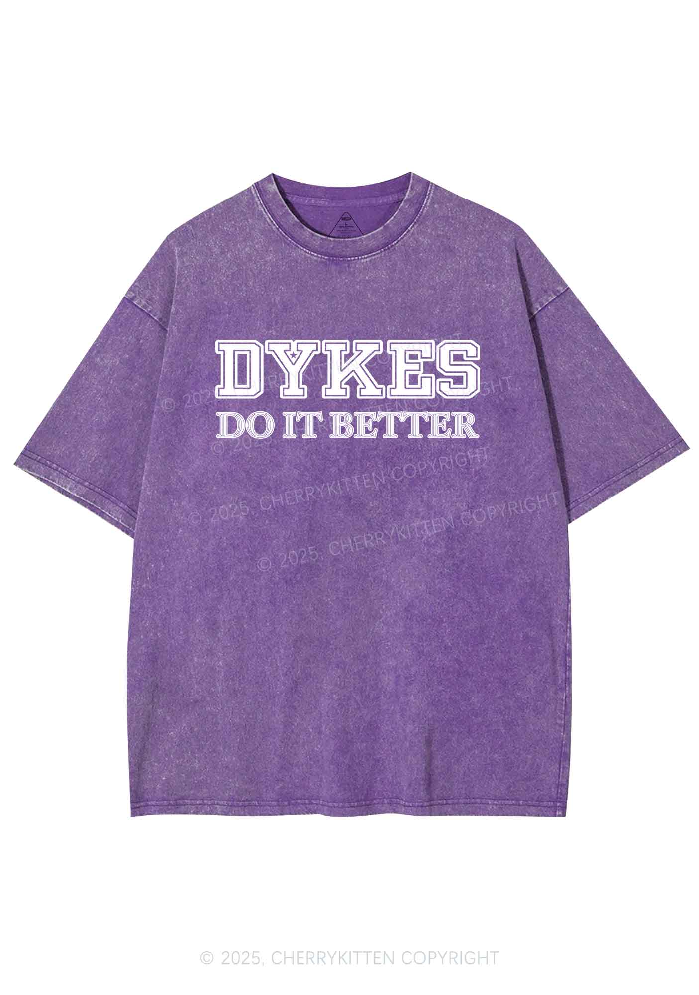 Dykes Do It Better Pride Y2K Shirts Washed Tee Cherrykitten - Image 6