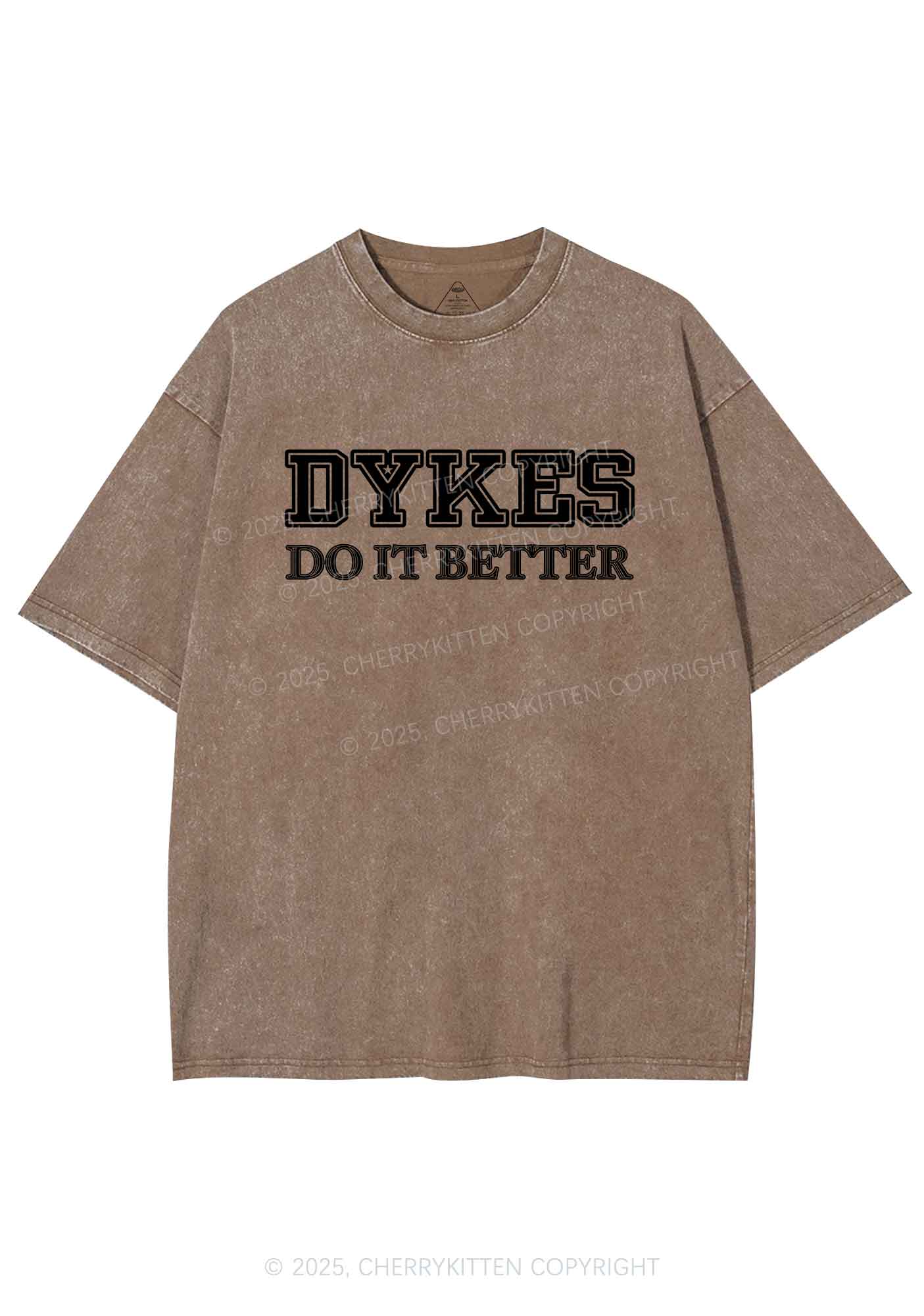 Dykes Do It Better Pride Y2K Shirts Washed Tee Cherrykitten - Image 7