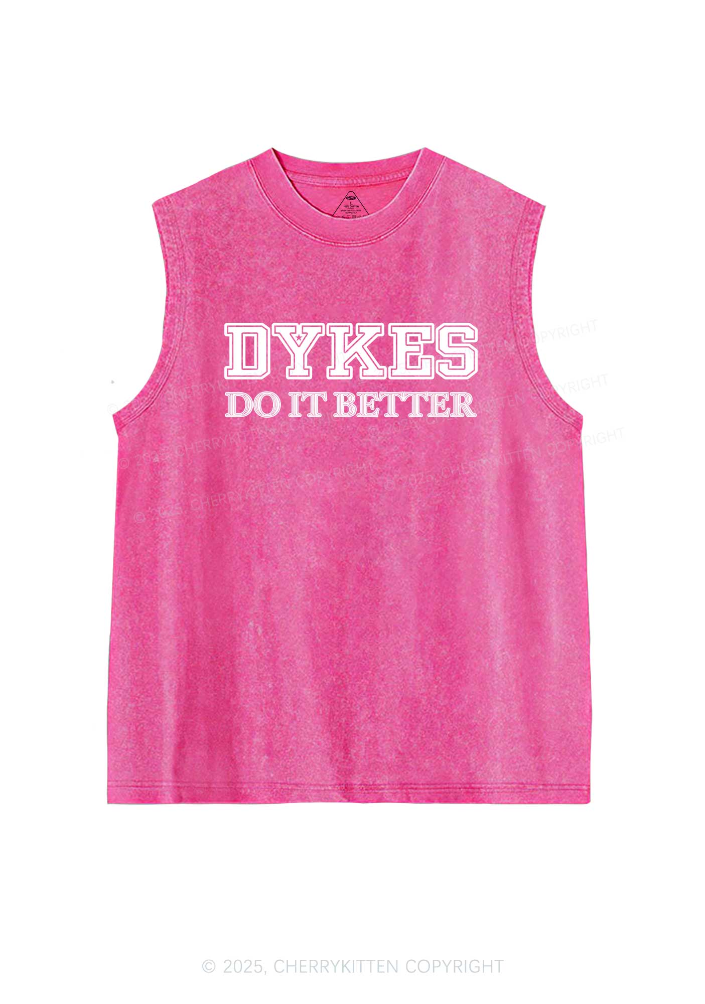 Dykes Do It Better Pride Y2K Washed Muscle Tank Cherrykitten - Image 3