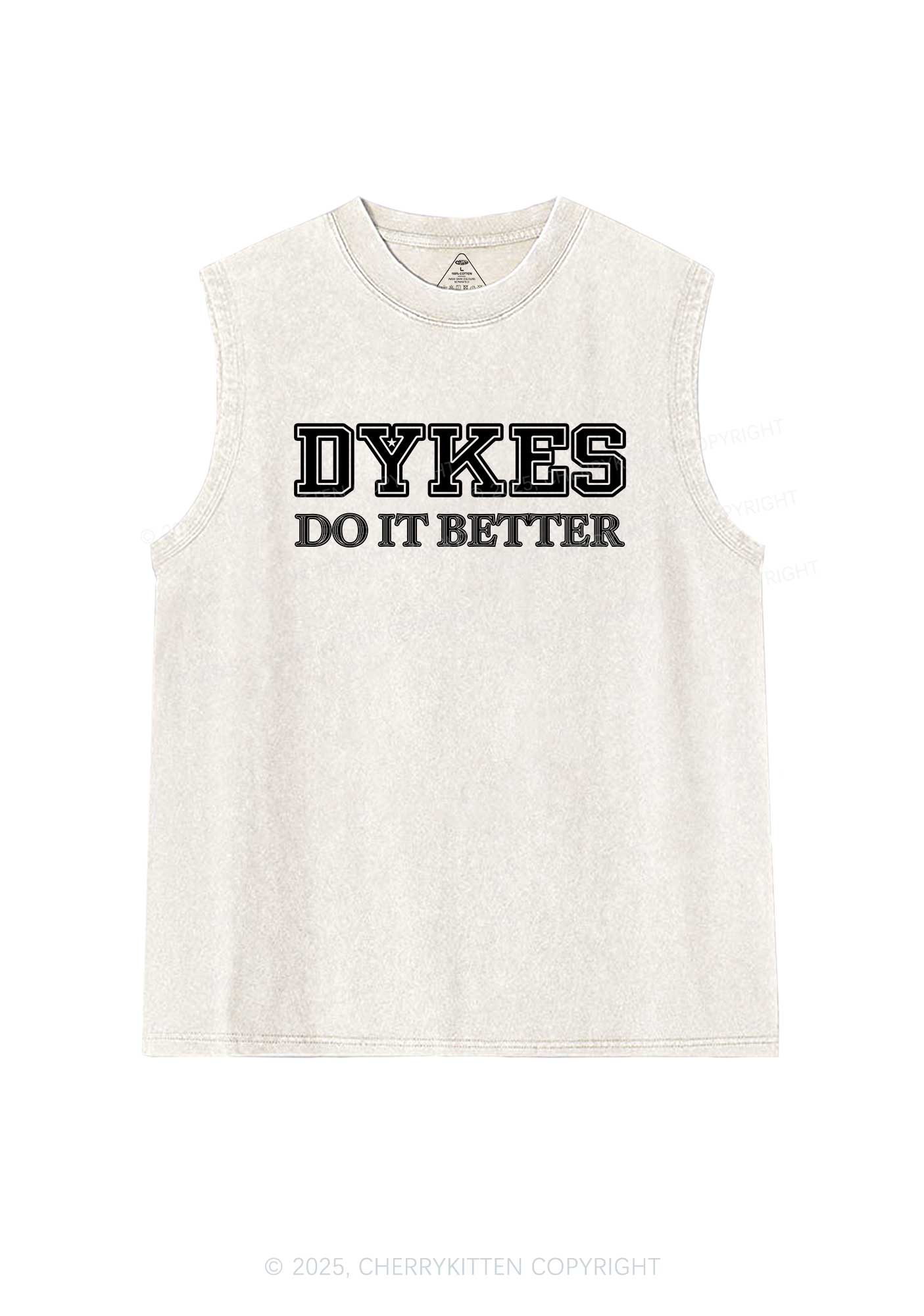 Dykes Do It Better Pride Y2K Washed Muscle Tank Cherrykitten - Image 4