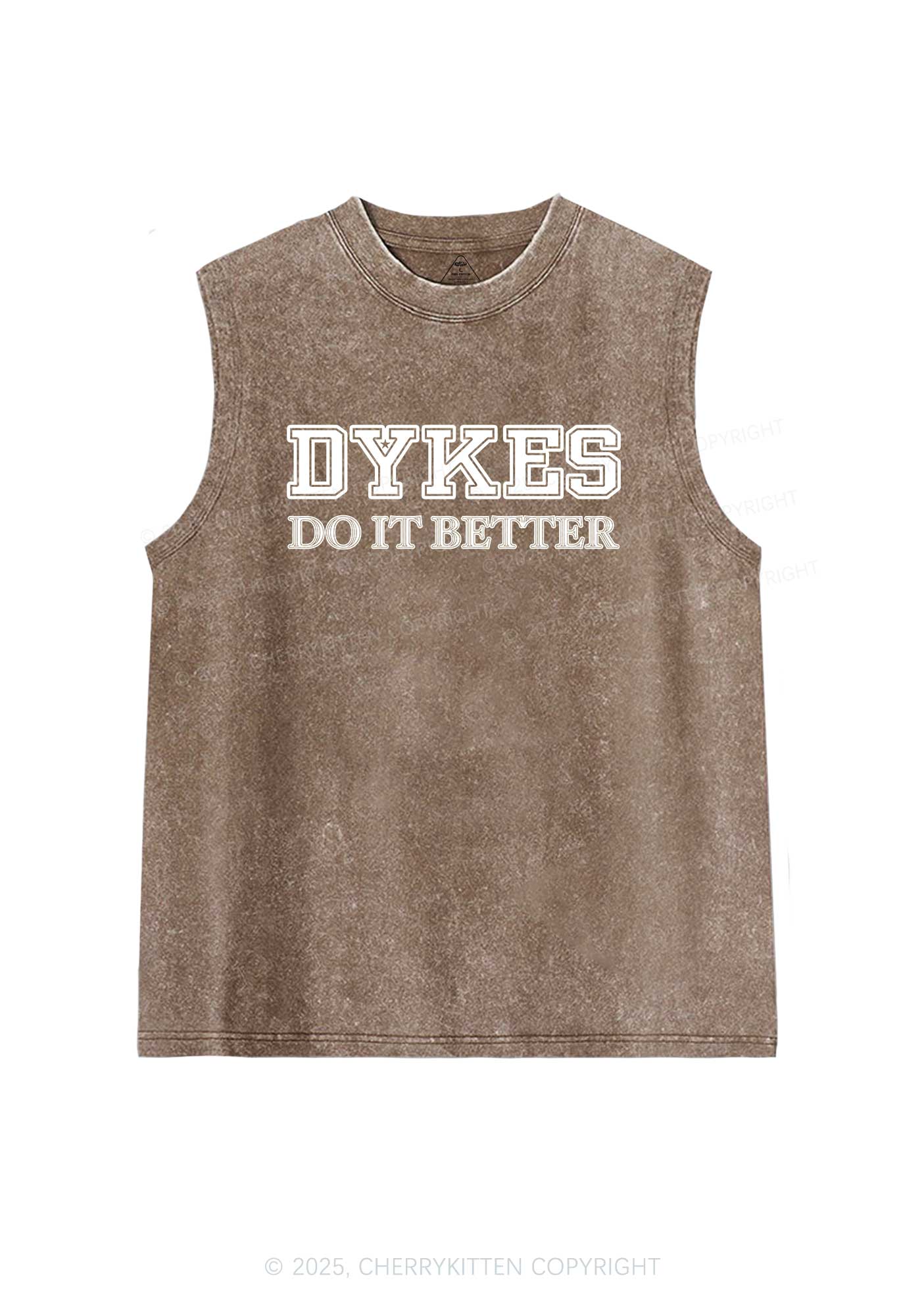Dykes Do It Better Pride Y2K Washed Muscle Tank Cherrykitten - Image 6