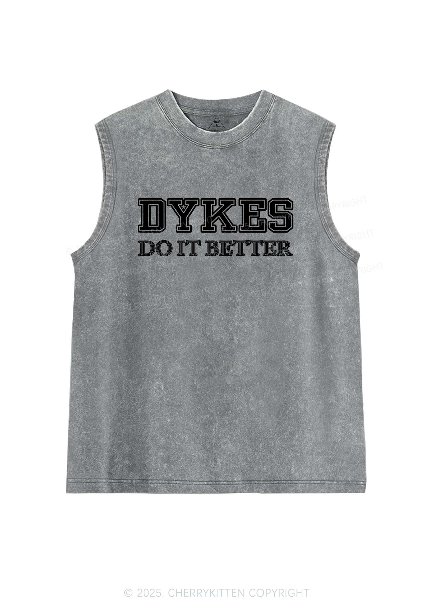 Dykes Do It Better Pride Y2K Washed Muscle Tank Cherrykitten - Image 7