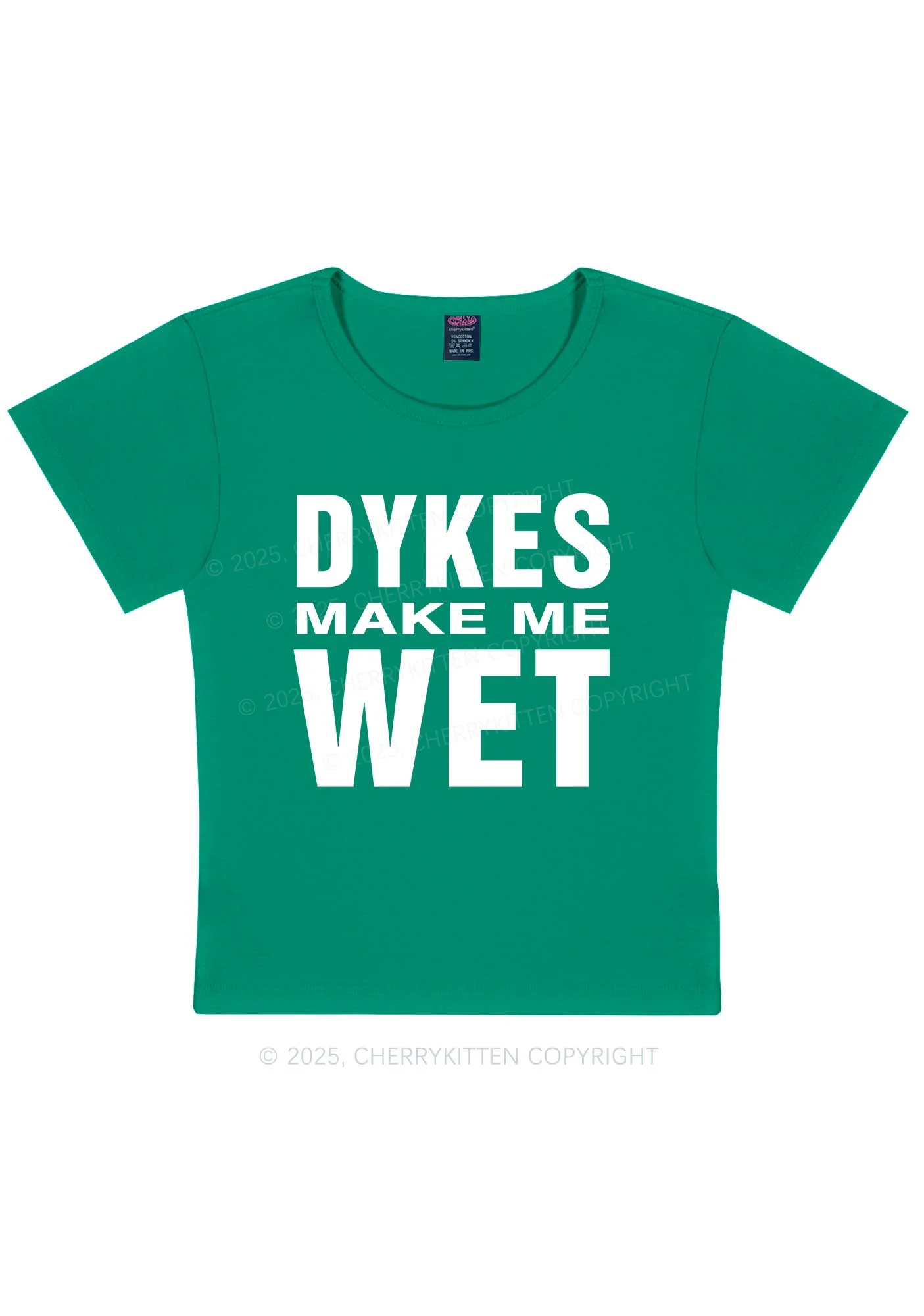 Dykes Make Me Wet Pride Y2K Baby Tee Cherrykitten - Image 10