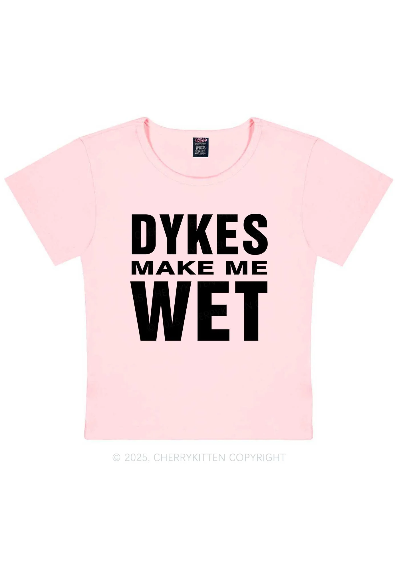 Dykes Make Me Wet Pride Y2K Baby Tee Cherrykitten - Image 12