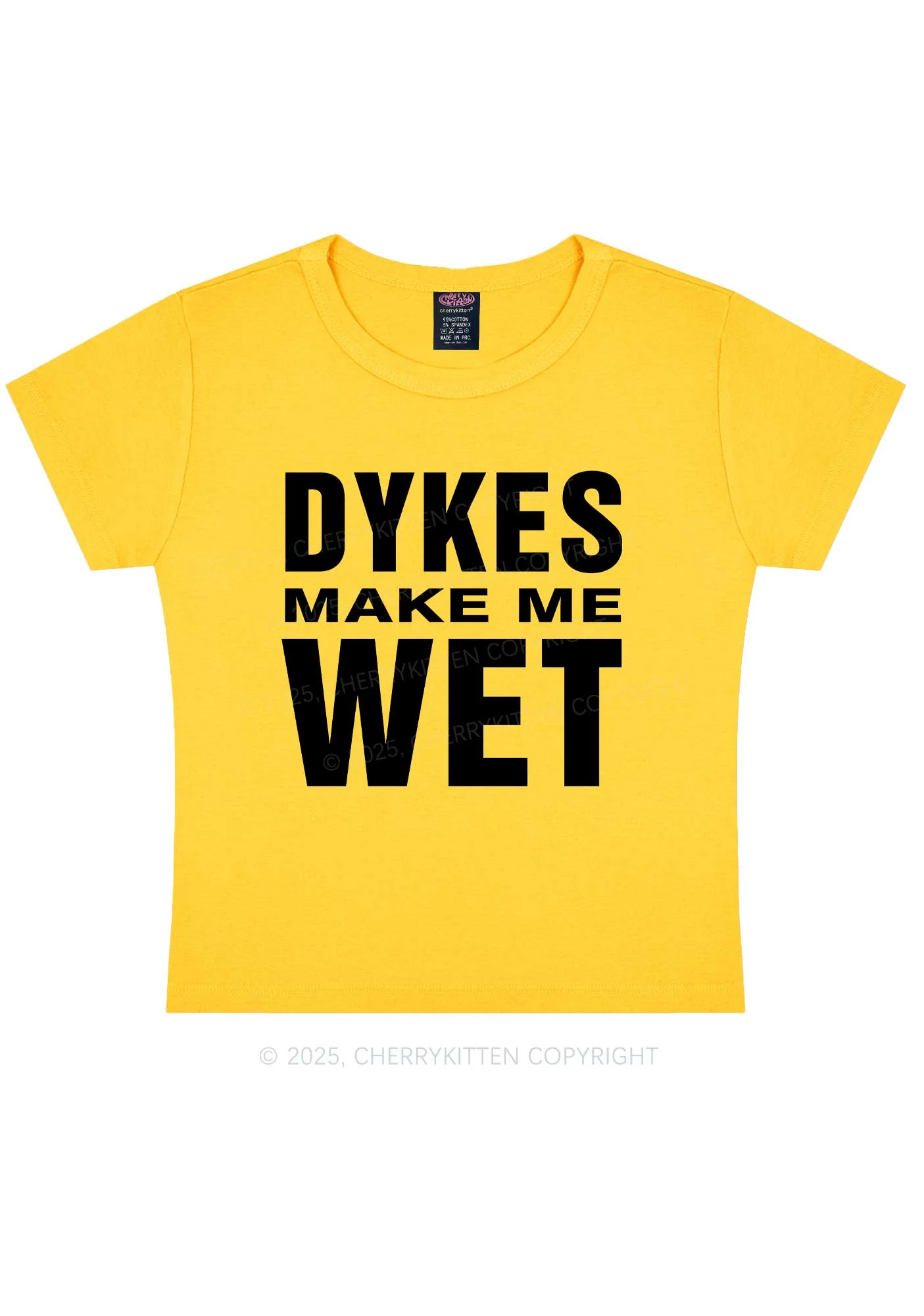 Dykes Make Me Wet Pride Y2K Baby Tee Cherrykitten - Image 4