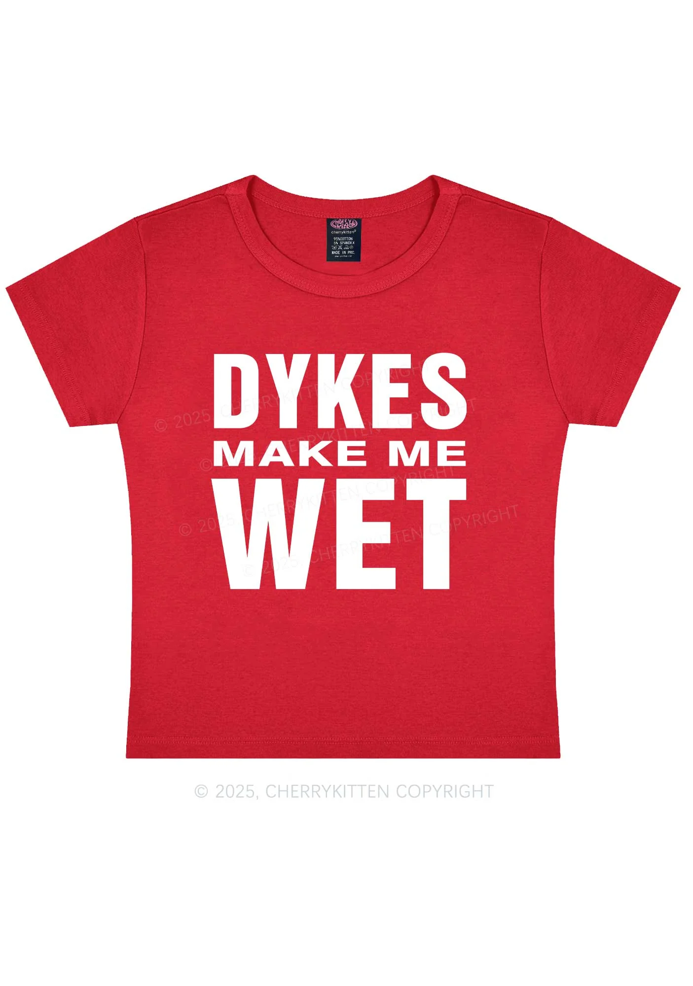 Dykes Make Me Wet Pride Y2K Baby Tee Cherrykitten - Image 5