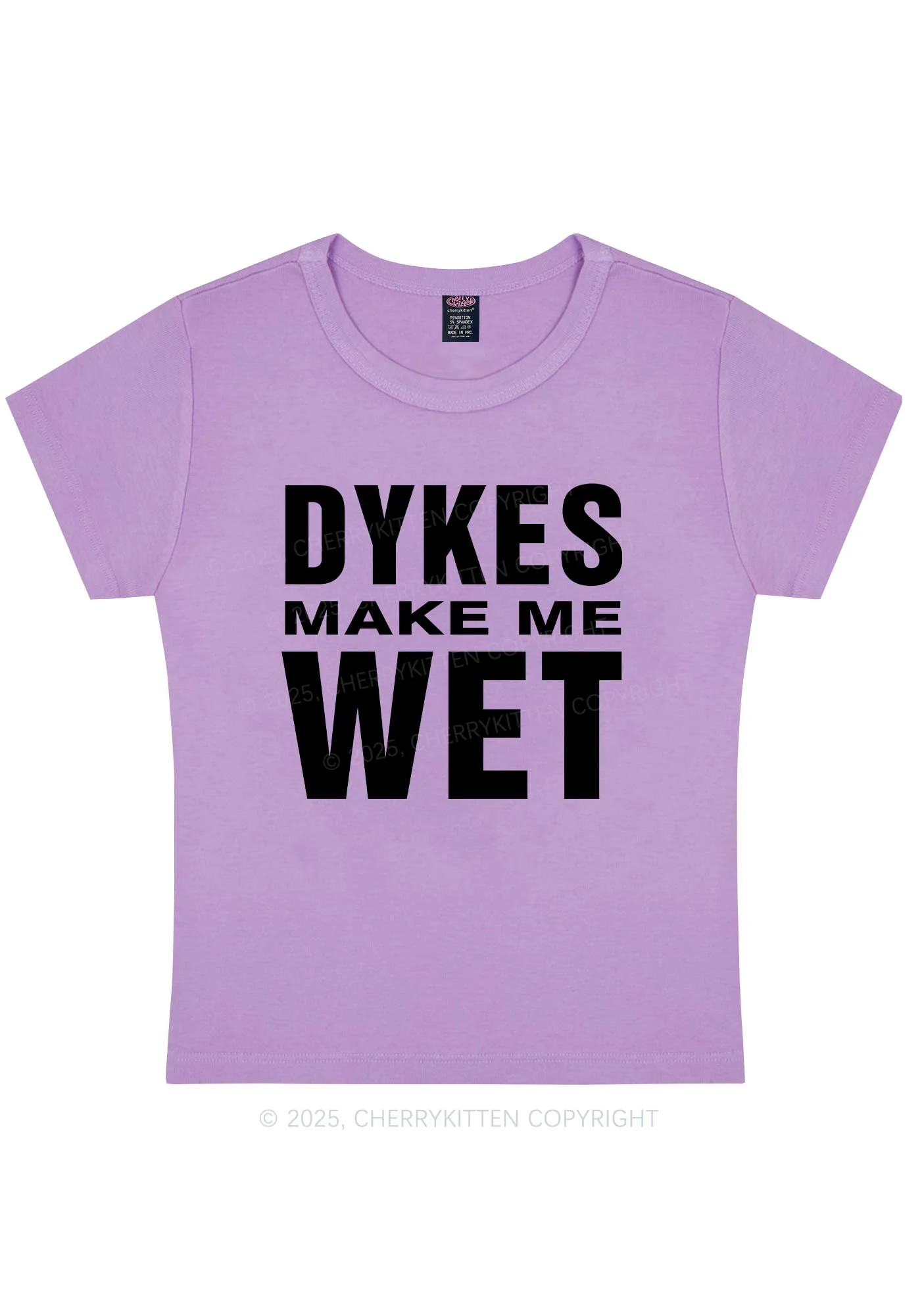 Dykes Make Me Wet Pride Y2K Baby Tee Cherrykitten - Image 7
