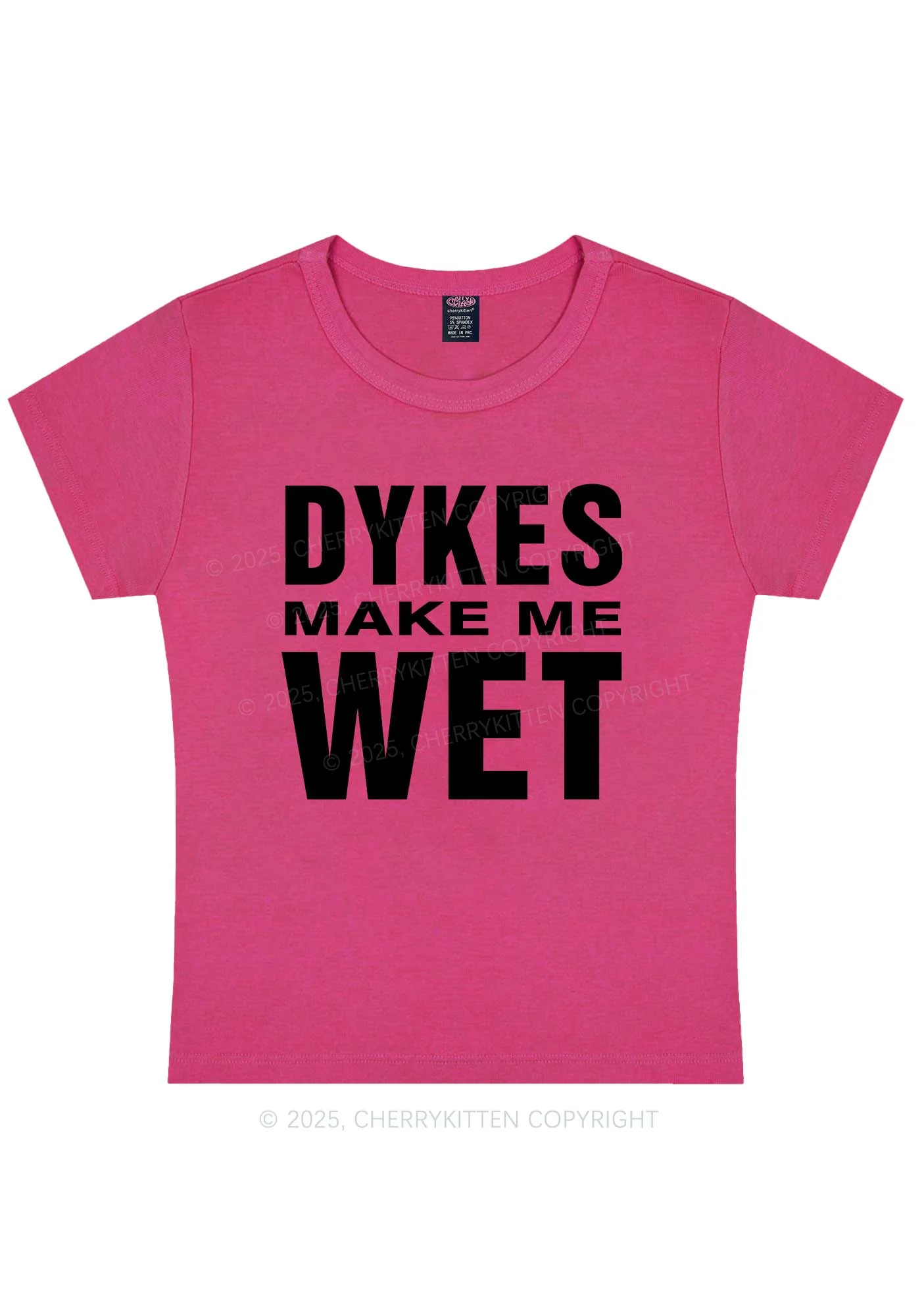 Dykes Make Me Wet Pride Y2K Baby Tee Cherrykitten - Image 8