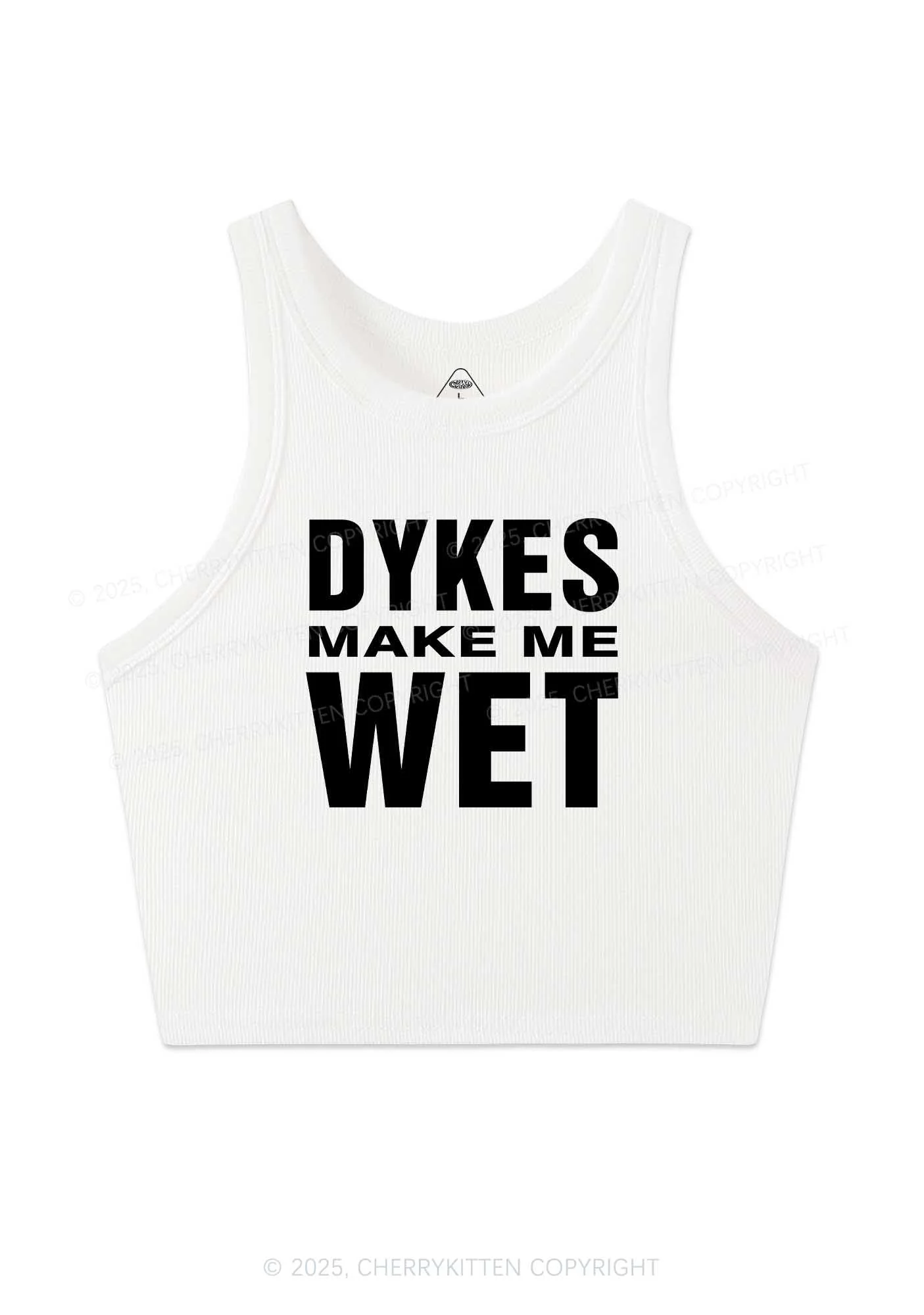 Dykes Make Me Wet Pride Y2K Crop Tank Top Cherrykitten - Image 3