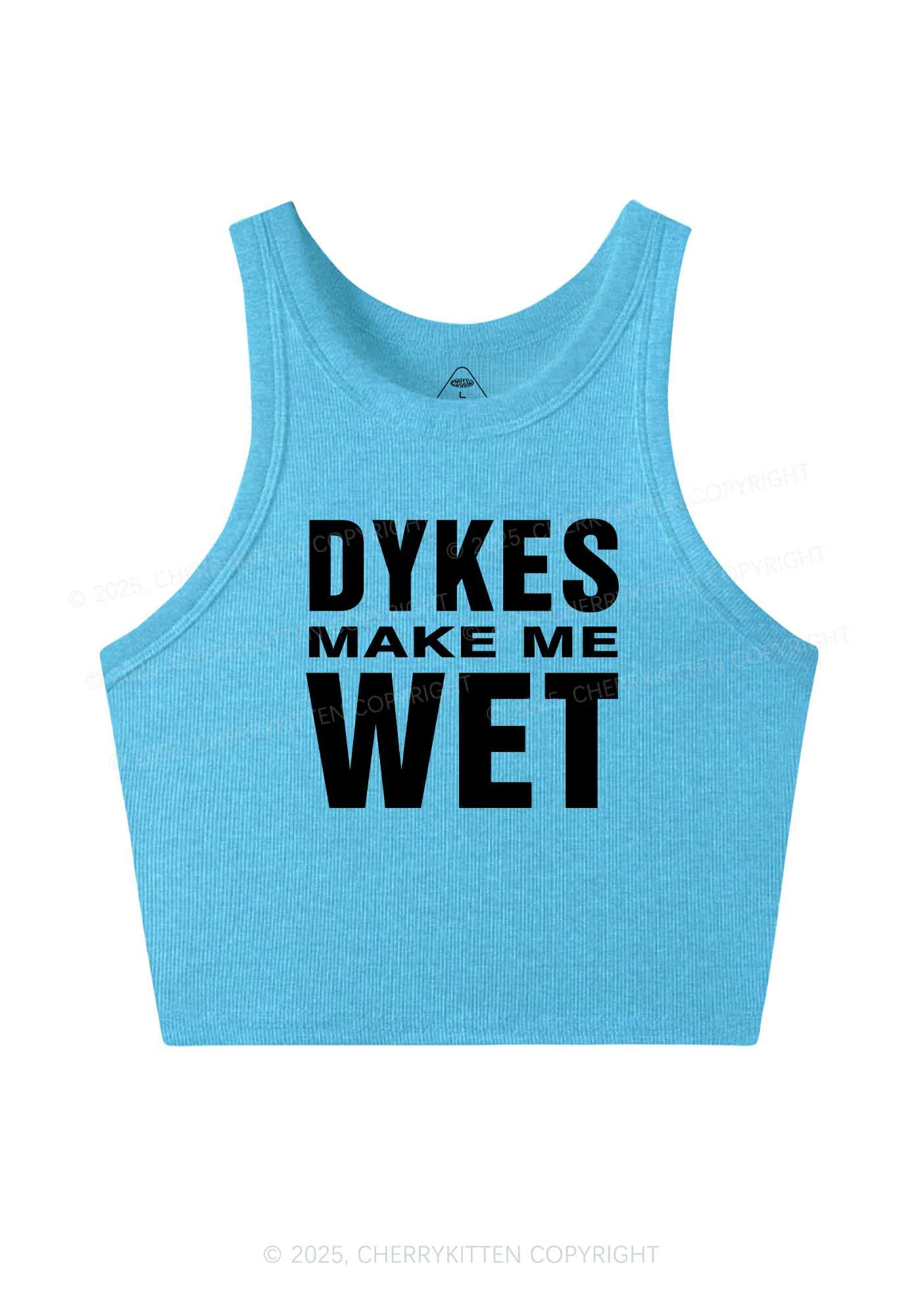 Dykes Make Me Wet Pride Y2K Crop Tank Top Cherrykitten - Image 4
