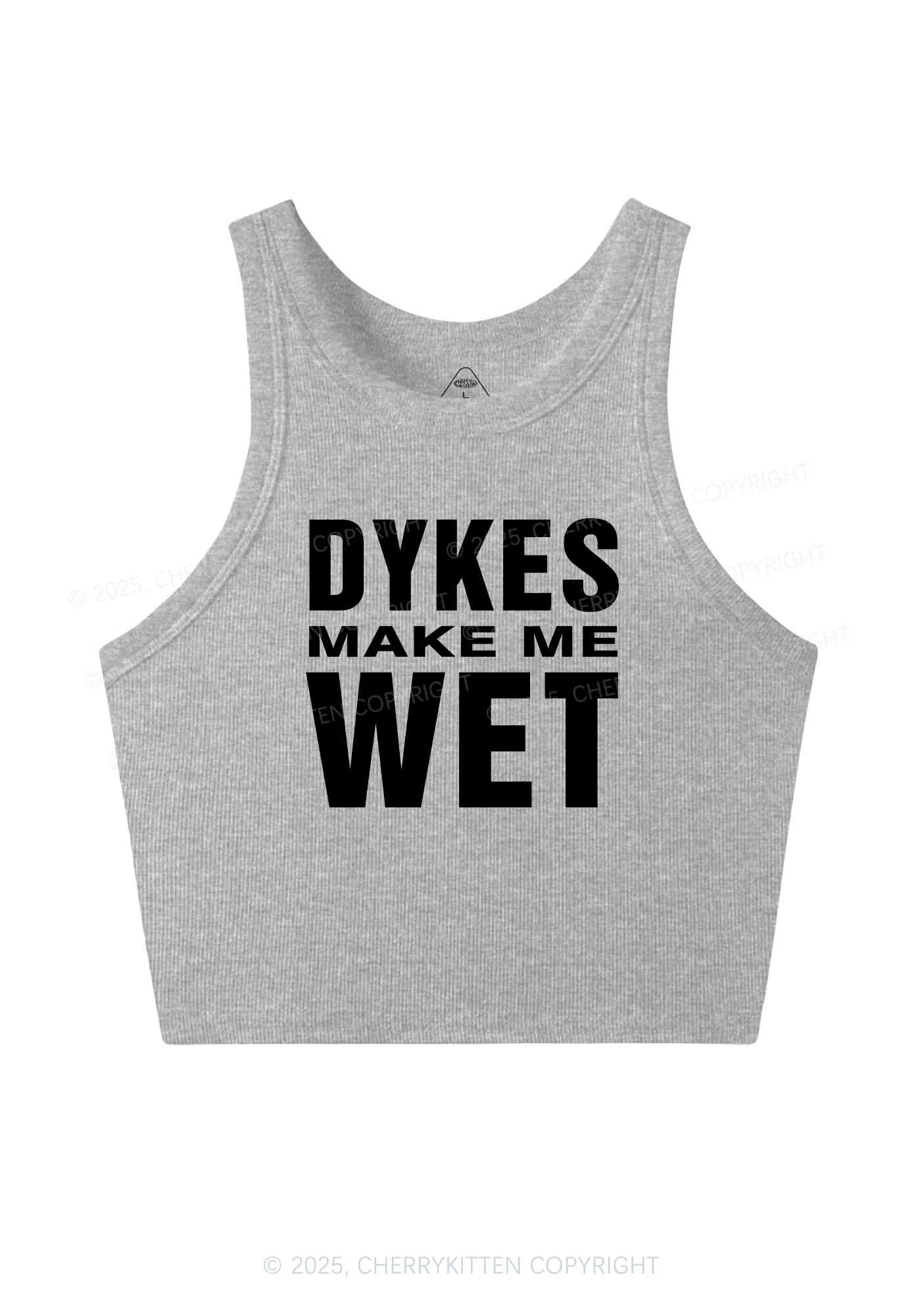 Dykes Make Me Wet Pride Y2K Crop Tank Top Cherrykitten - Image 5