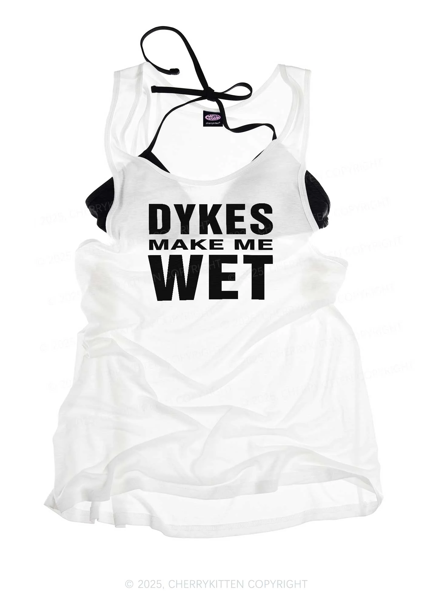 Dykes Make Me Wet Pride Y2K Sheer Boyfriend Tank Cherrykitten - Image 3