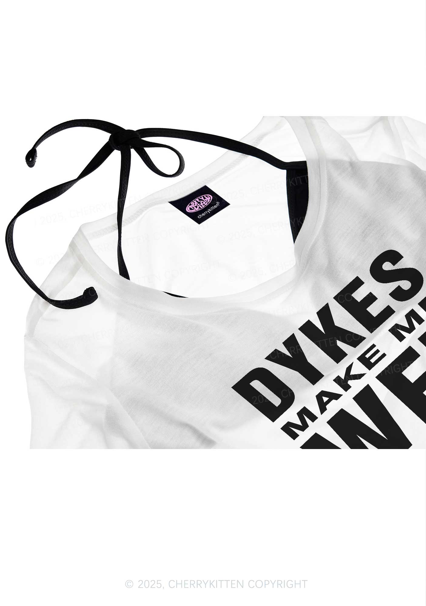 Dykes Make Me Wet Pride Y2K Sheer Boyfriend Tee Cherrykitten - Image 4