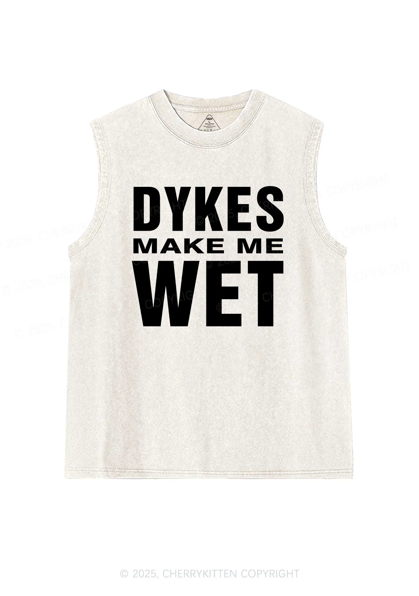 Dykes Make Me Wet Pride Y2K Washed Muscle Tank Cherrykitten - Image 4