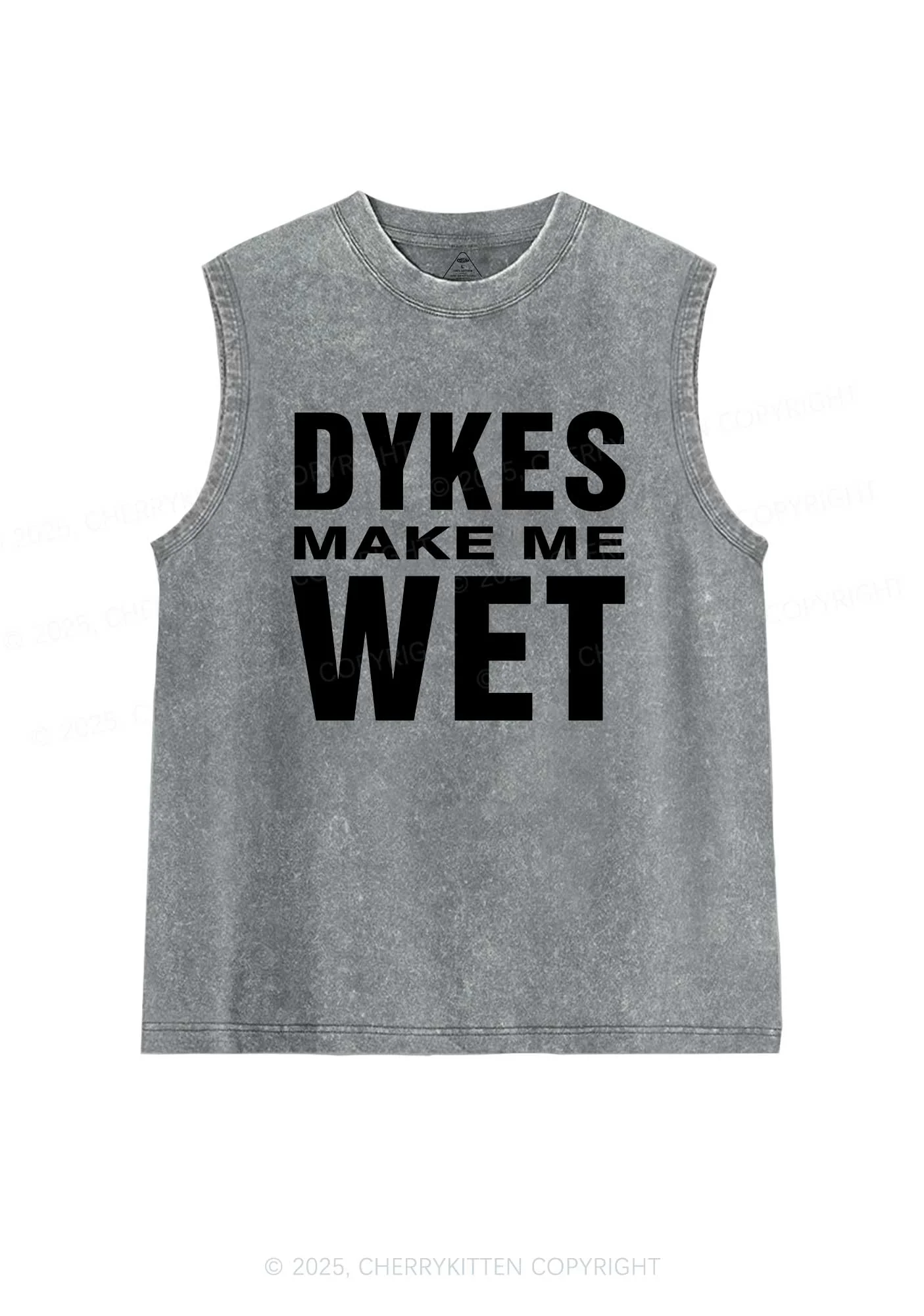 Dykes Make Me Wet Pride Y2K Washed Muscle Tank Cherrykitten - Image 5