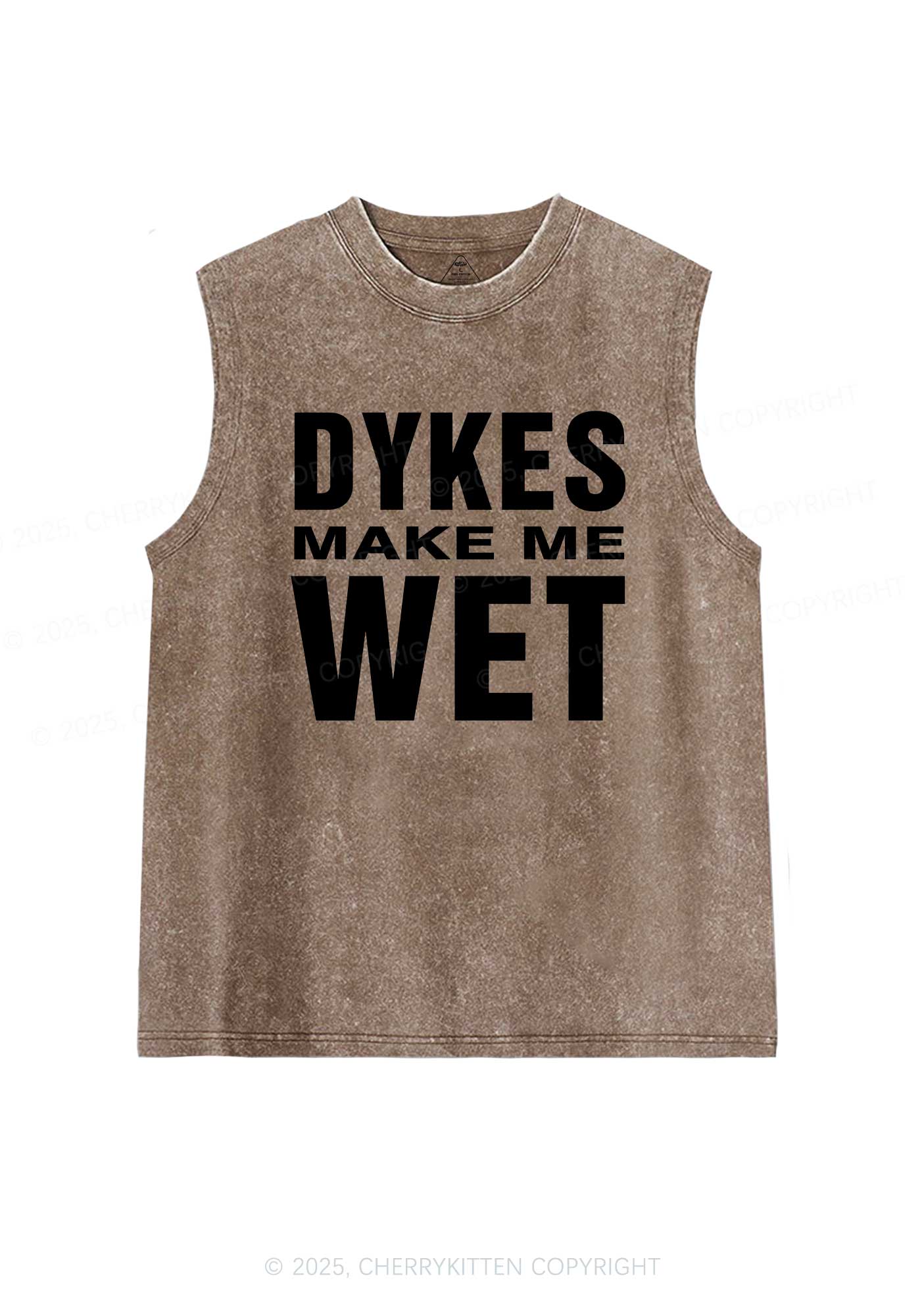 Dykes Make Me Wet Pride Y2K Washed Muscle Tank Cherrykitten - Image 6
