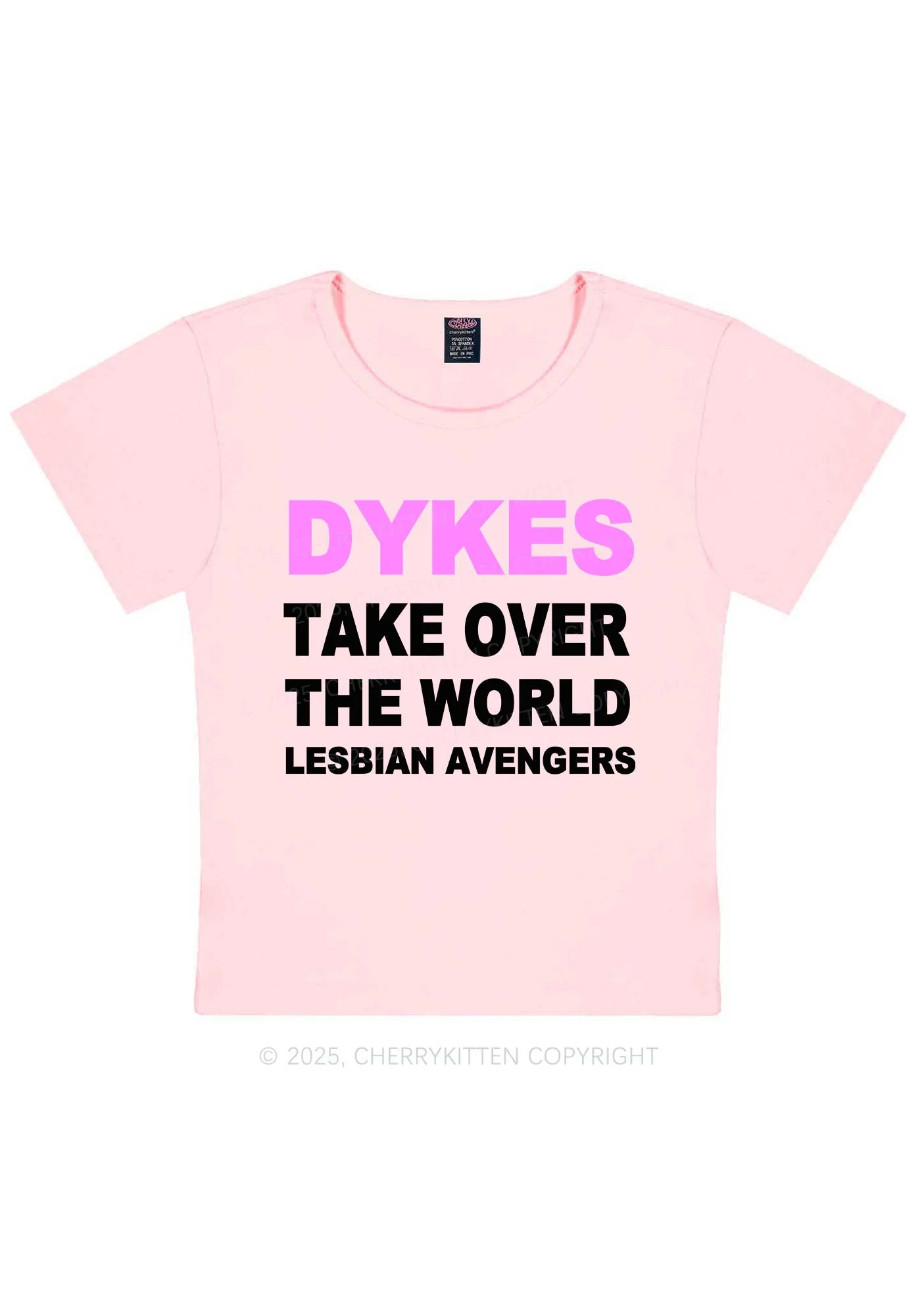 Dyke Take Over The World Y2K Baby Tee Cherrykitten - Image 12