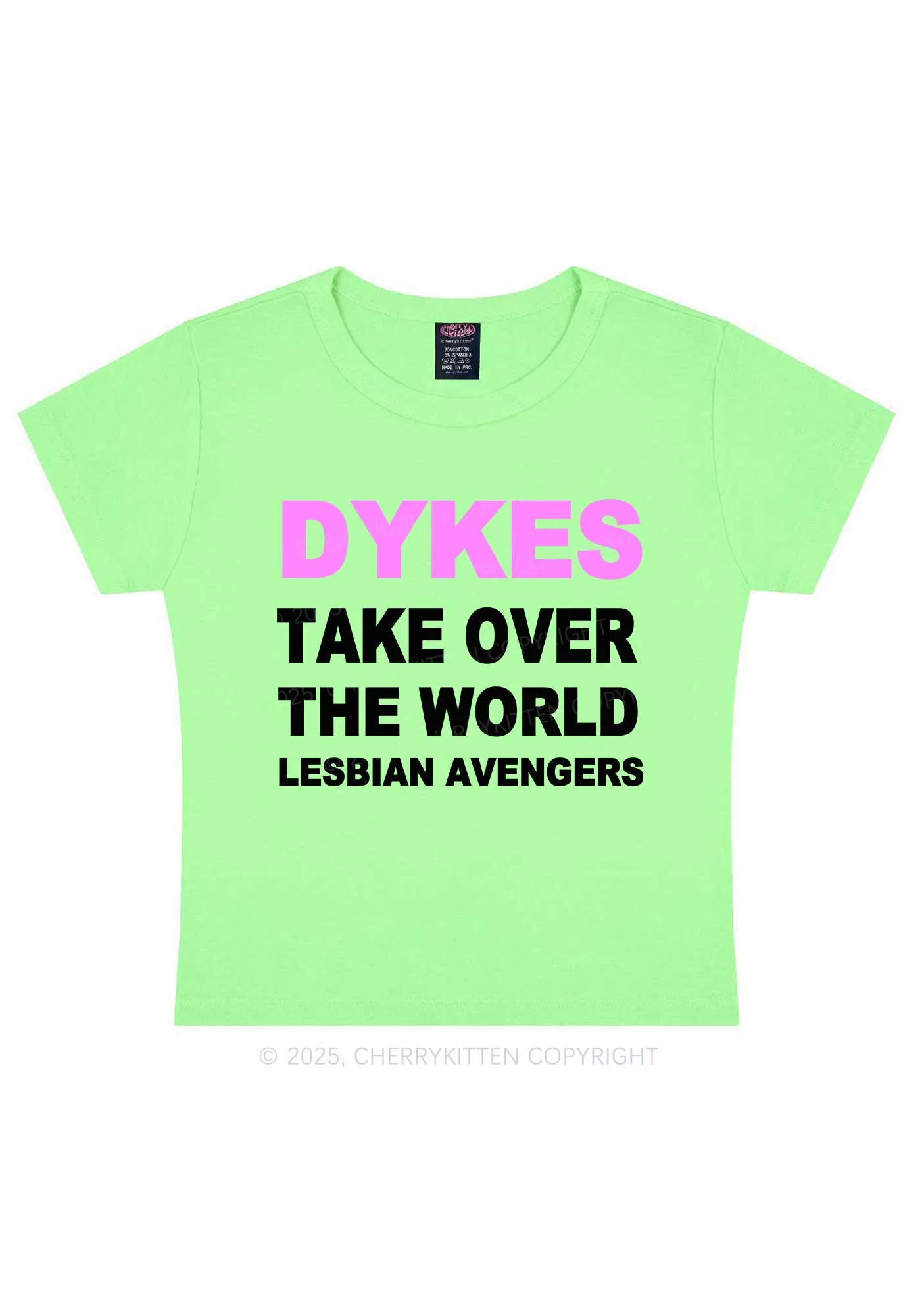 Dyke Take Over The World Y2K Baby Tee Cherrykitten - Image 13