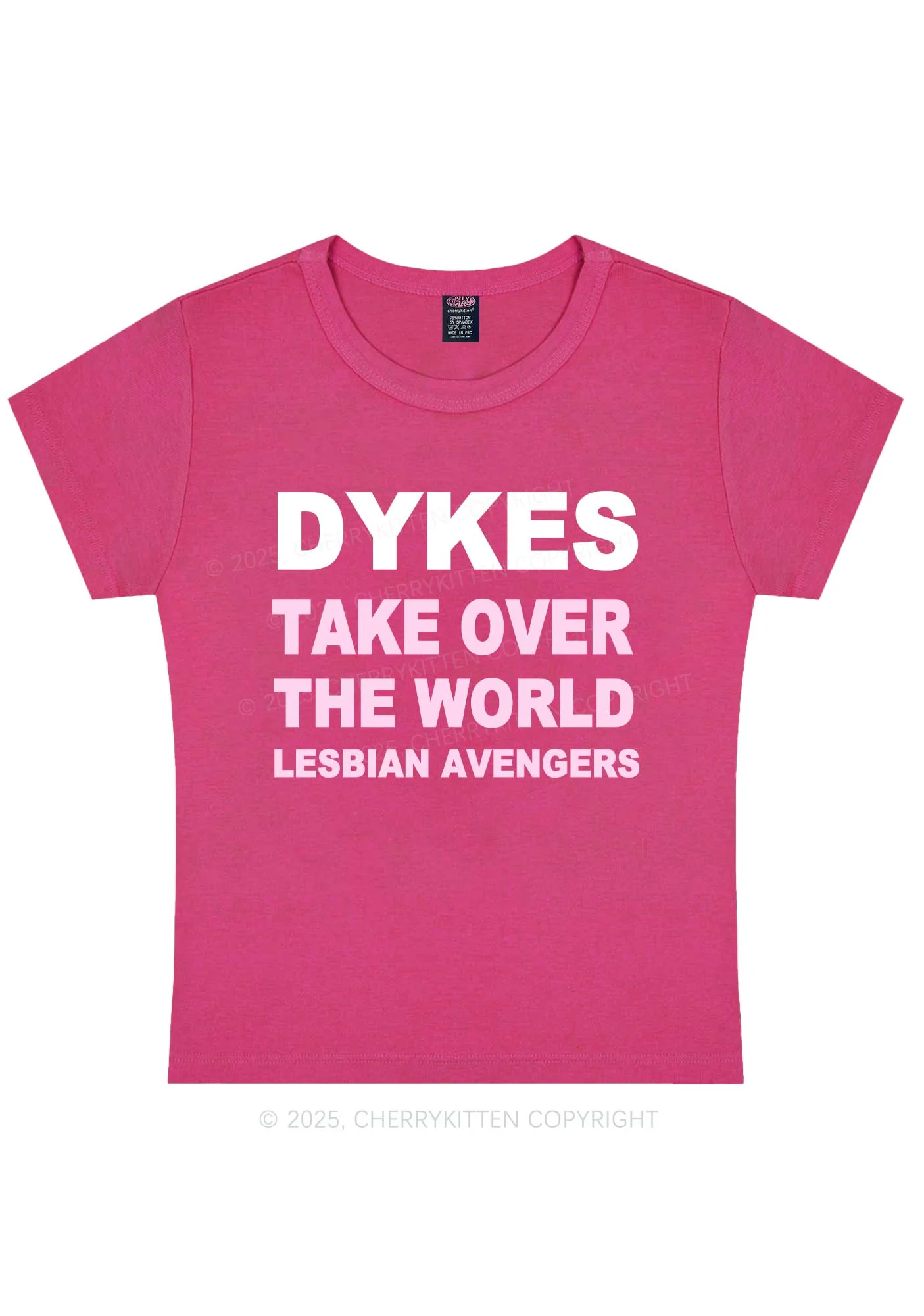 Dyke Take Over The World Y2K Baby Tee Cherrykitten - Image 5