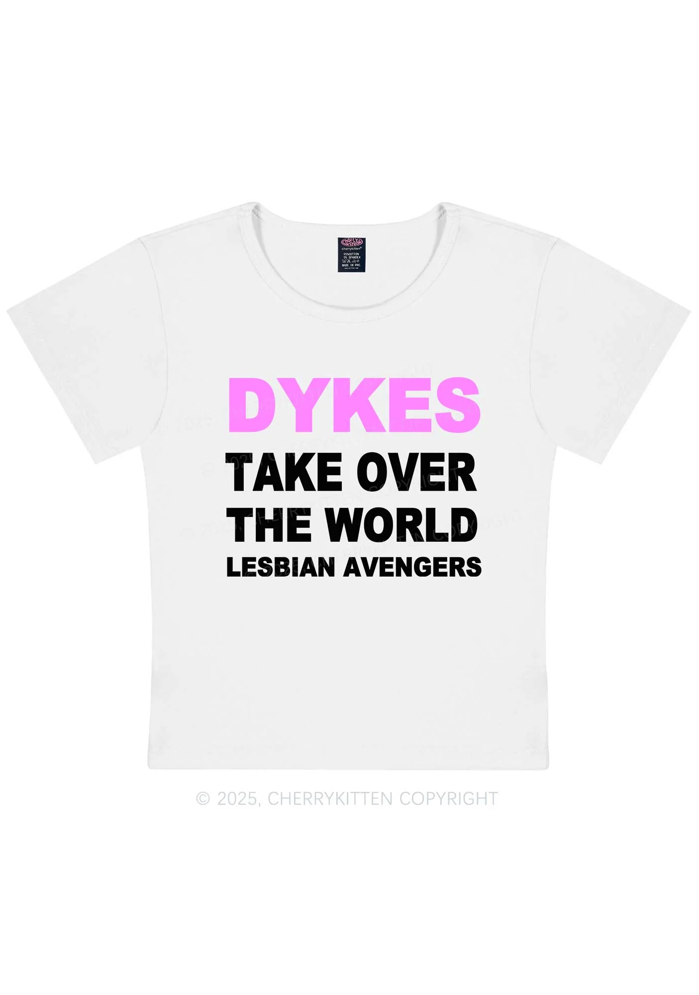 Dyke Take Over The World Y2K Baby Tee Cherrykitten - Image 6