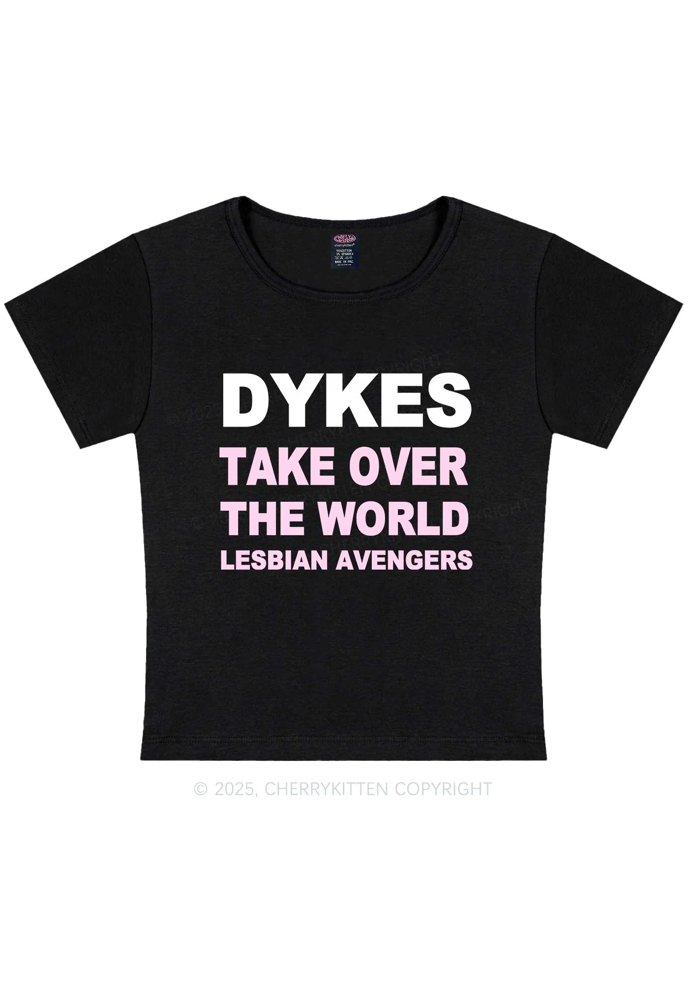 Dyke Take Over The World Y2K Baby Tee Cherrykitten - Image 7