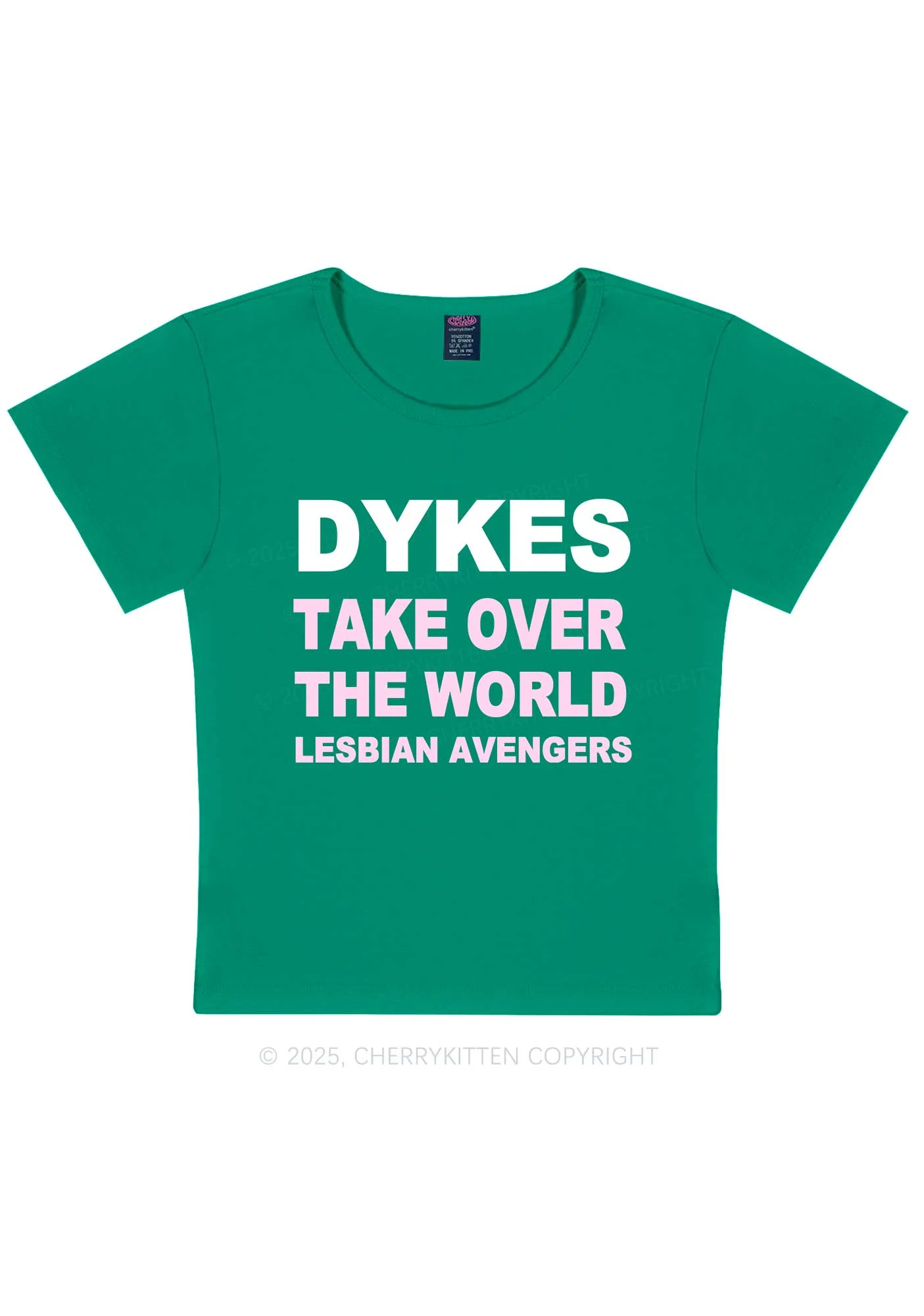 Dyke Take Over The World Y2K Baby Tee Cherrykitten - Image 8