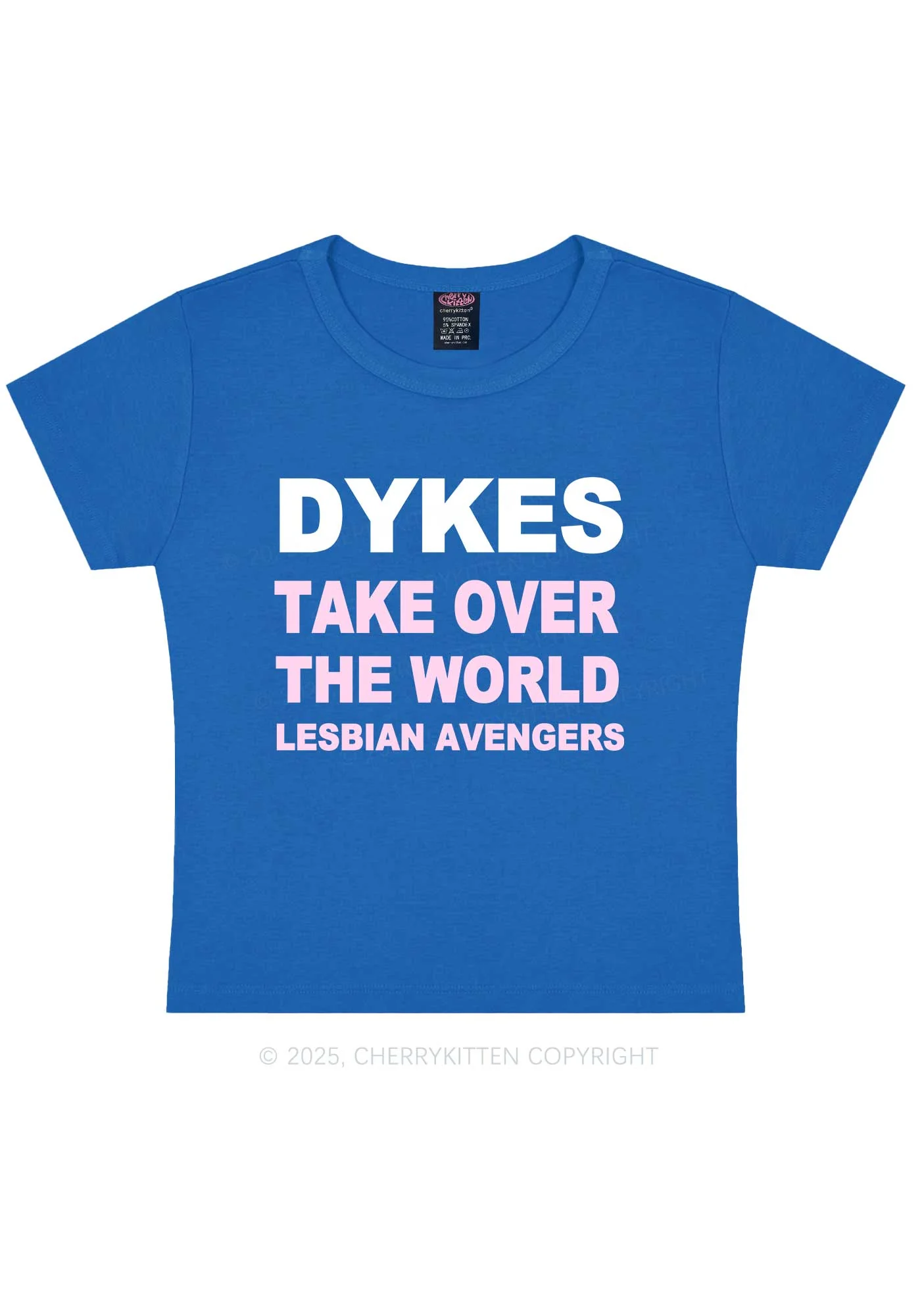 Dyke Take Over The World Y2K Baby Tee Cherrykitten - Image 9