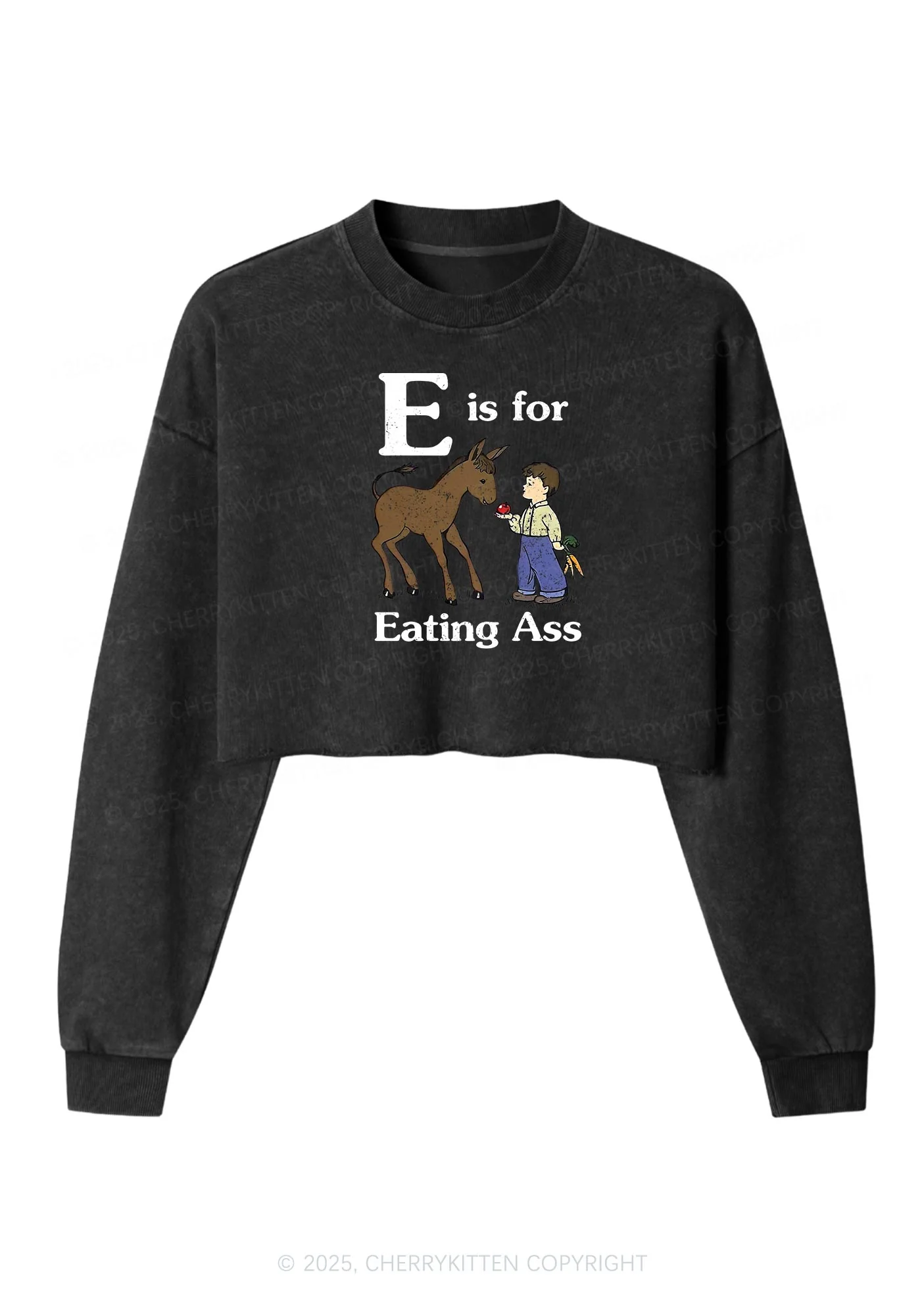 E Is For Eating Axx Y2K Crop Washed Sweatshirts Cherrykitten - Image 3