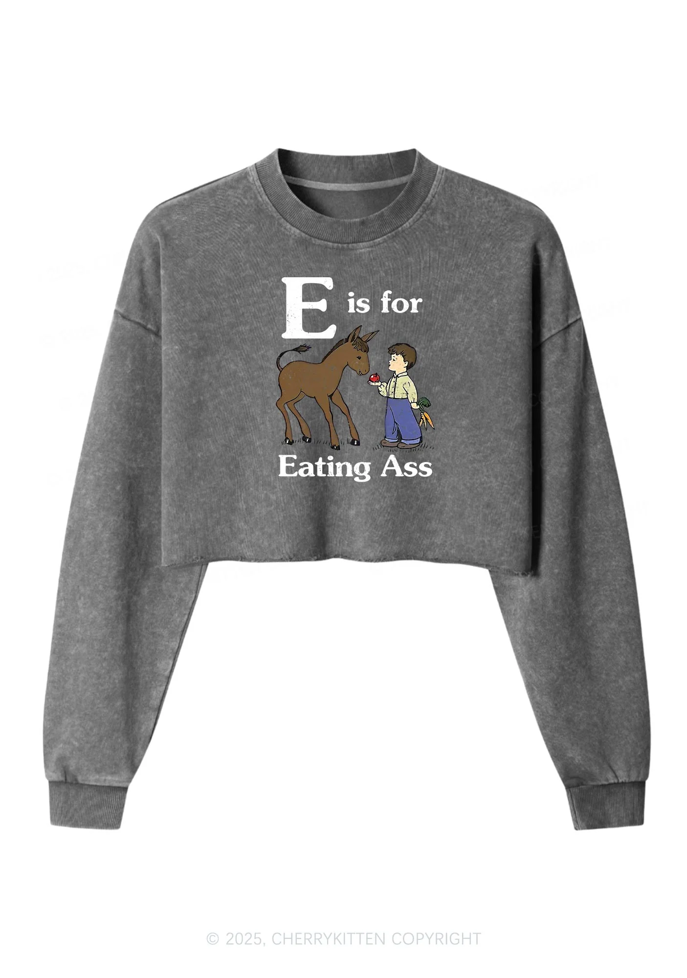 E Is For Eating Axx Y2K Crop Washed Sweatshirts Cherrykitten - Image 4