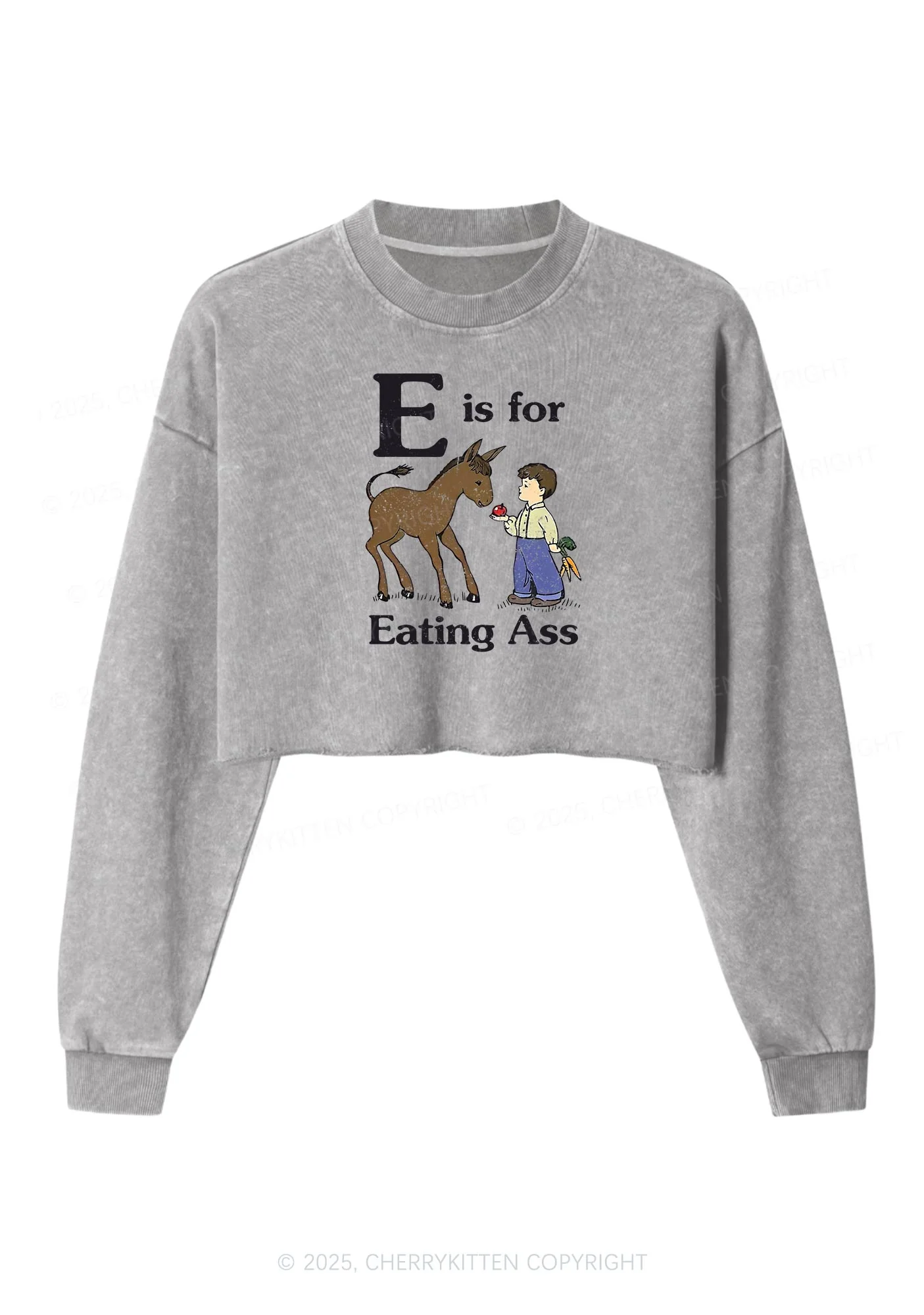 E Is For Eating Axx Y2K Crop Washed Sweatshirts Cherrykitten - Image 5