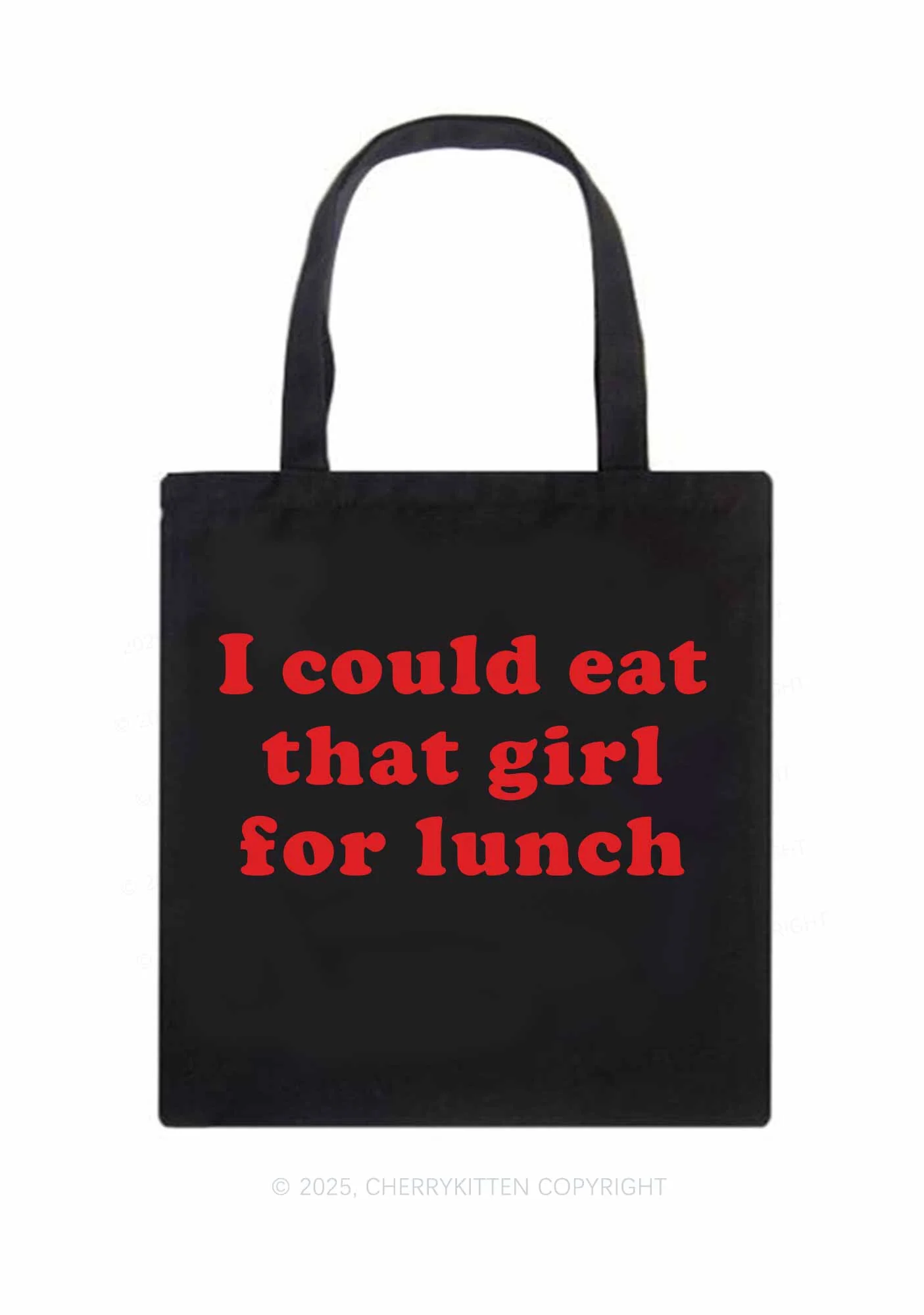 Eat Girl For Lunch Pride Y2K Canvas Tote Bag Cherrykitten - Image 2