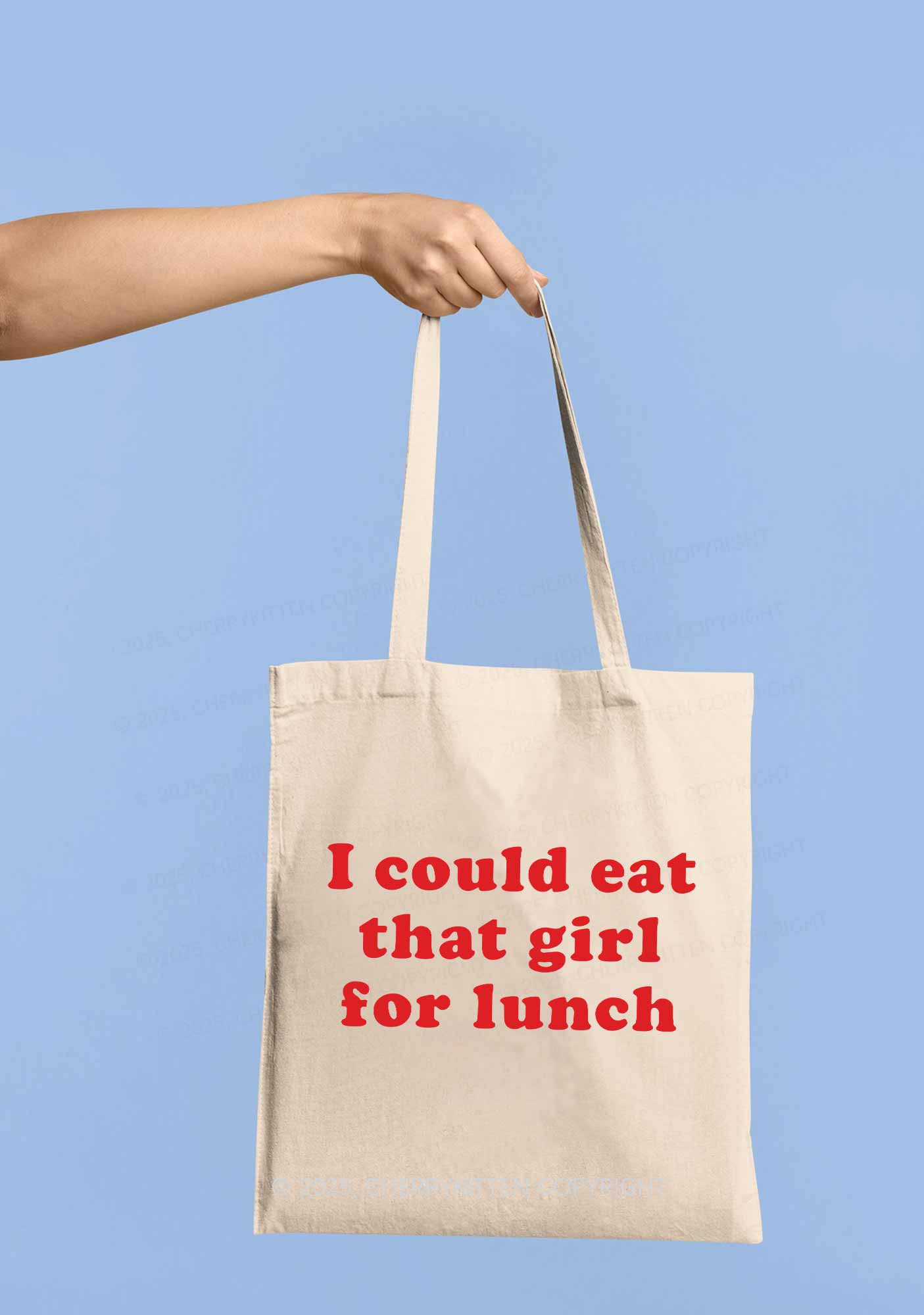 Eat Girl For Lunch Pride Y2K Canvas Tote Bag Cherrykitten - Image 3