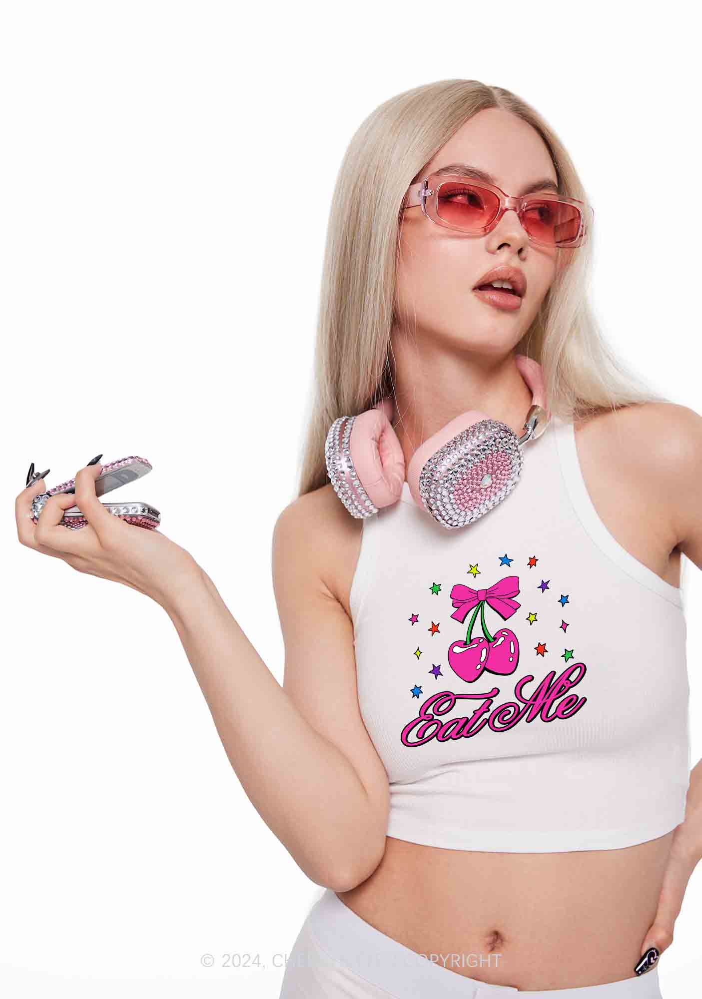 Eat Me Cherry Y2K Crop Tank Top Cherrykitten - Image 2