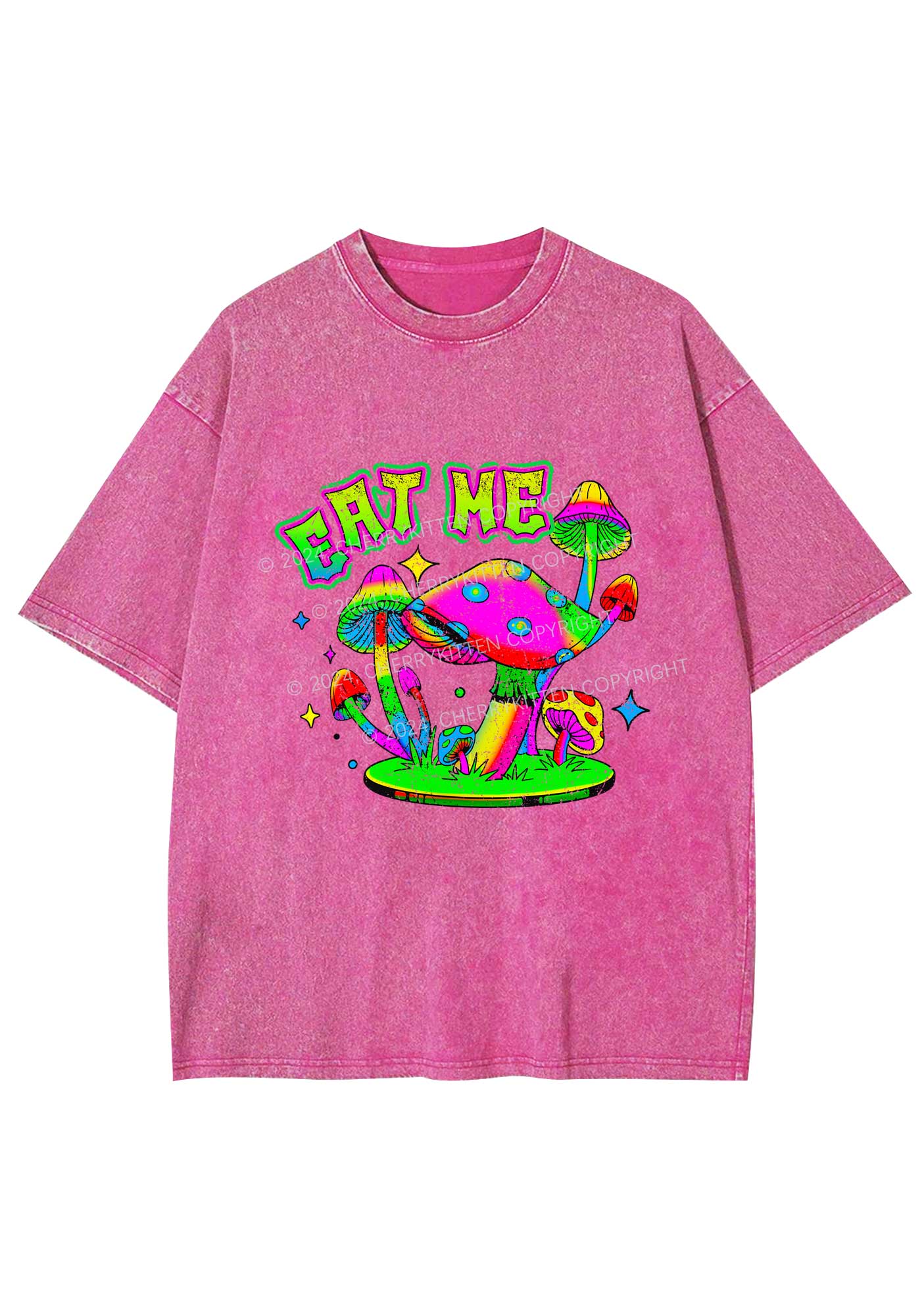 Eat Me Mushroom Y2K Washed Tee Cherrykitten - Image 3