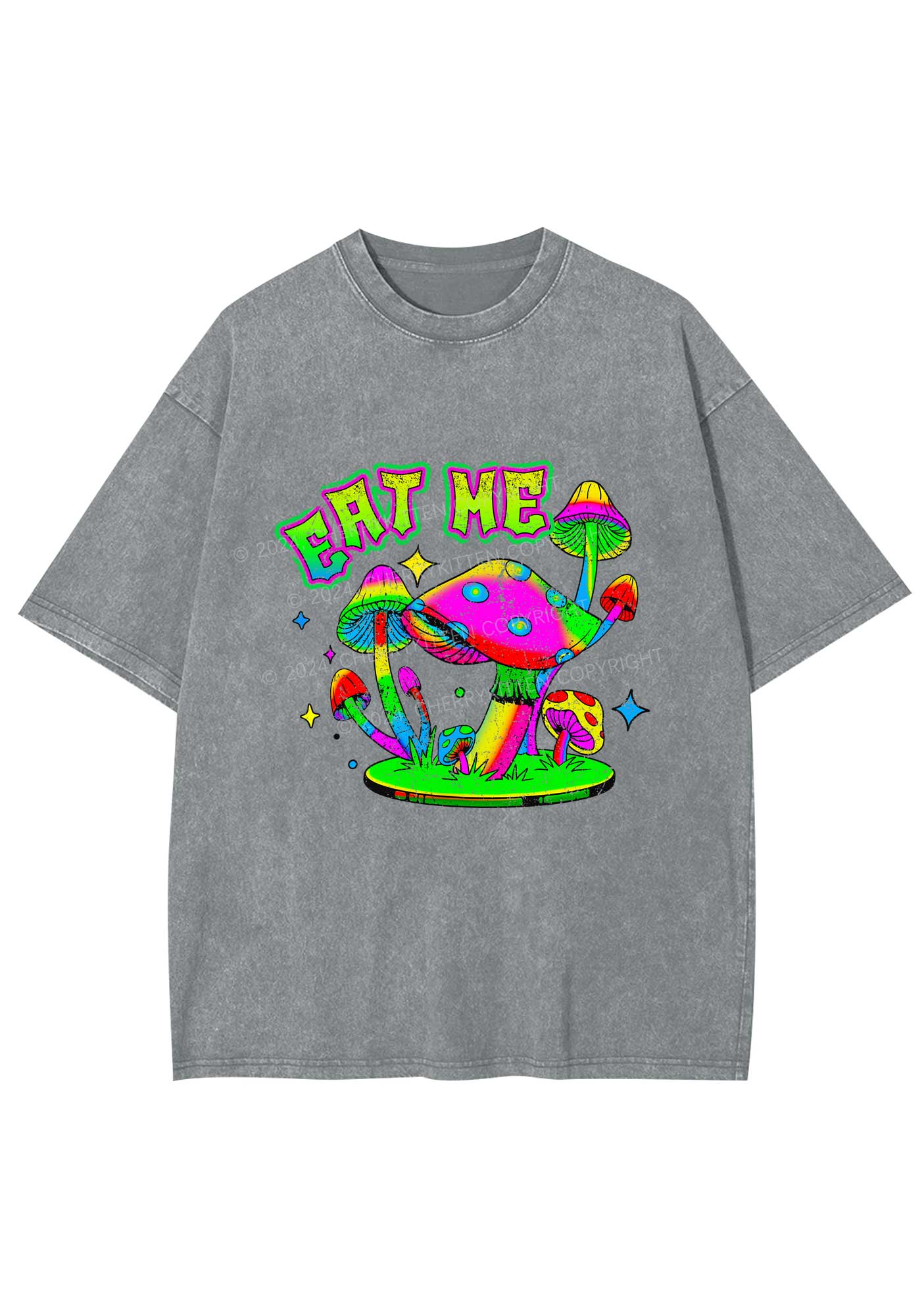 Eat Me Mushroom Y2K Washed Tee Cherrykitten - Image 6