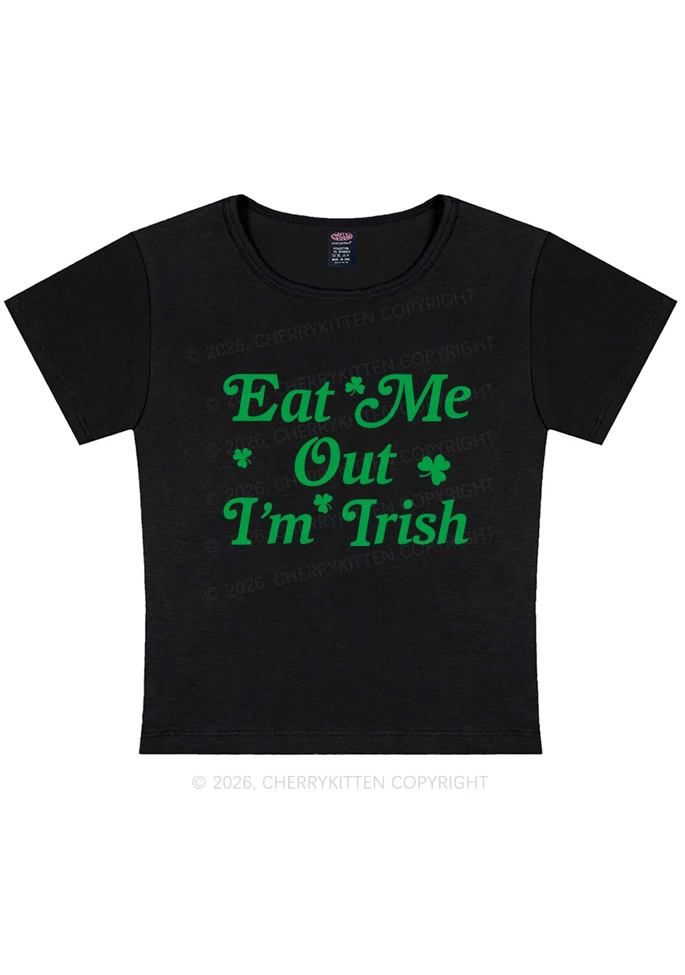 Eat Me Out Im Irish St Patricks Y2K Baby Tee Cherrykitten - Image 3