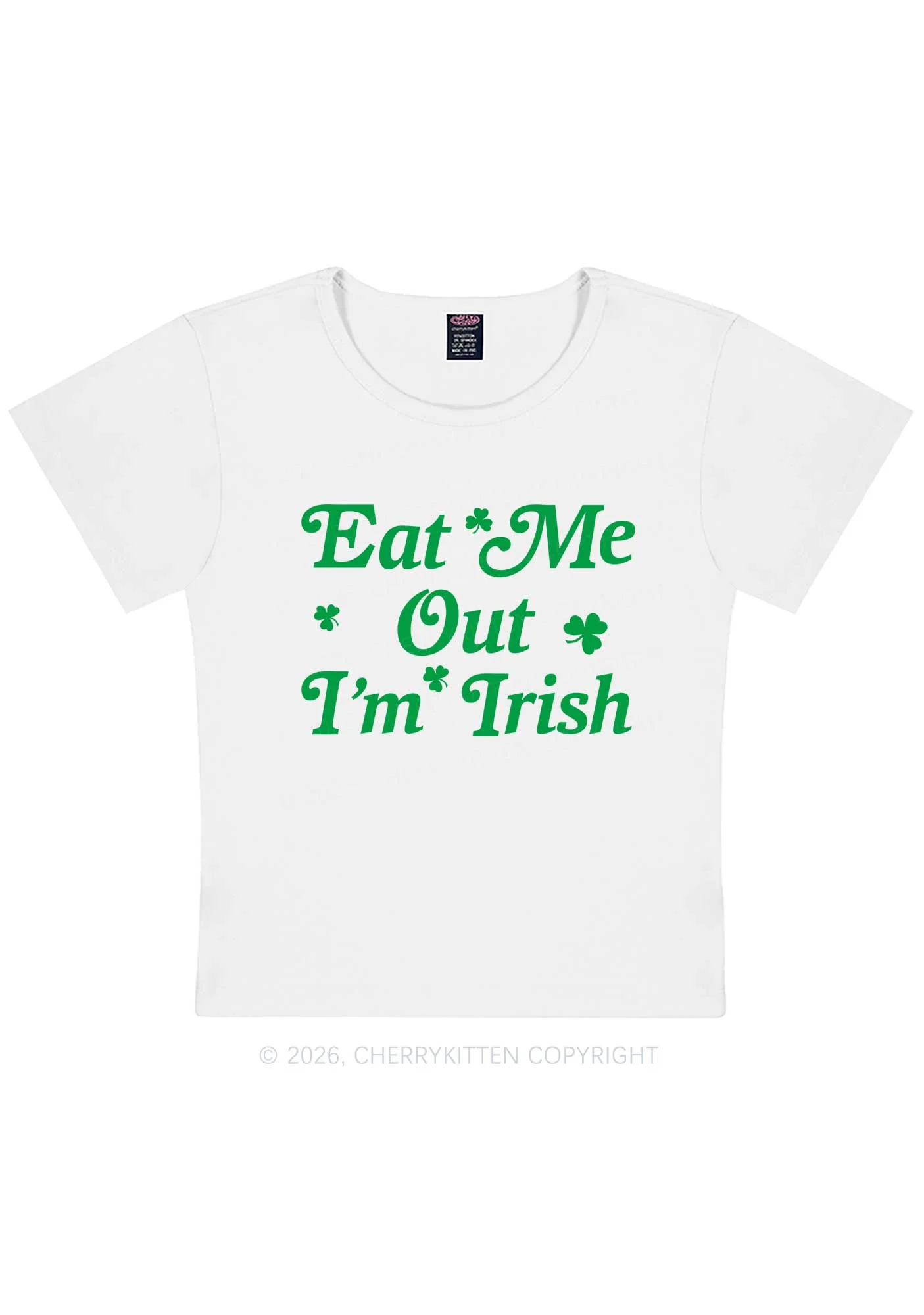 Eat Me Out Im Irish St Patricks Y2K Baby Tee Cherrykitten - Image 4
