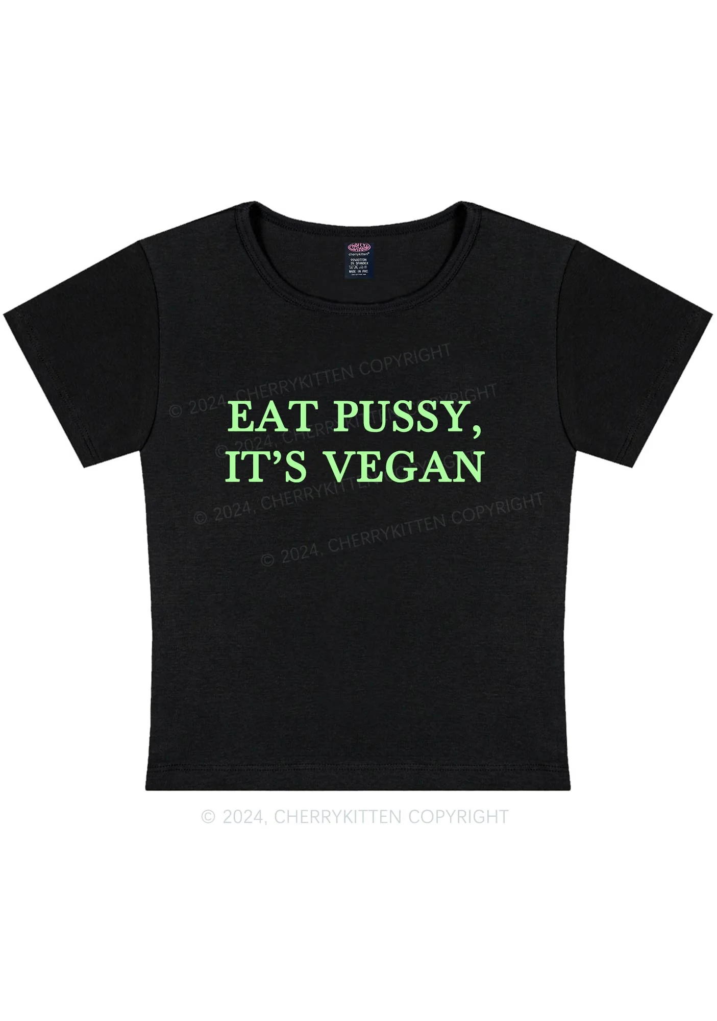 Eat Puxxy It's Vegan Y2K Baby Tee Cherrykitten - Image 3