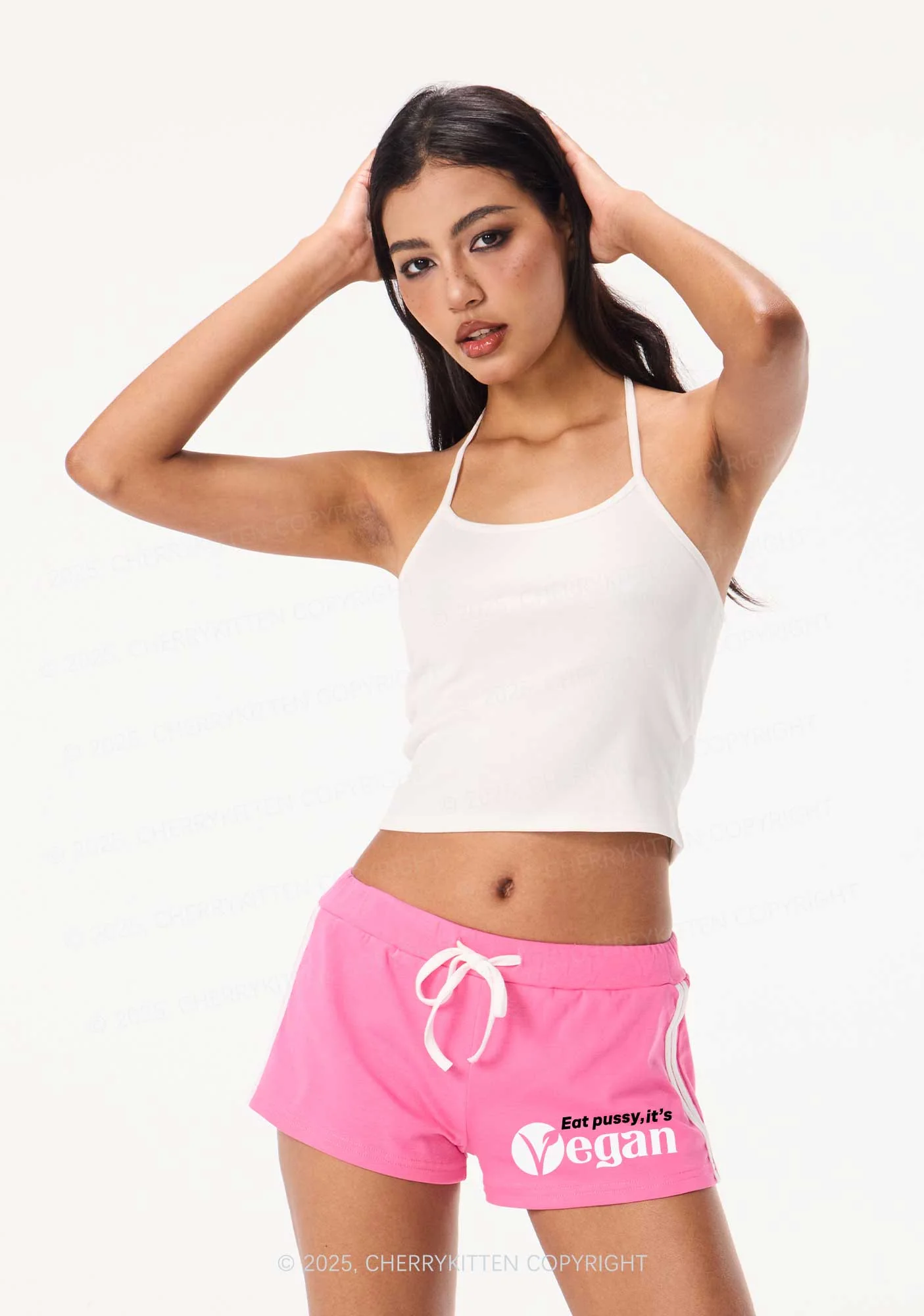 Eat Puxxy Its Vegan Y2K Drawstring Mini Shorts Cherrykitten - Image 2