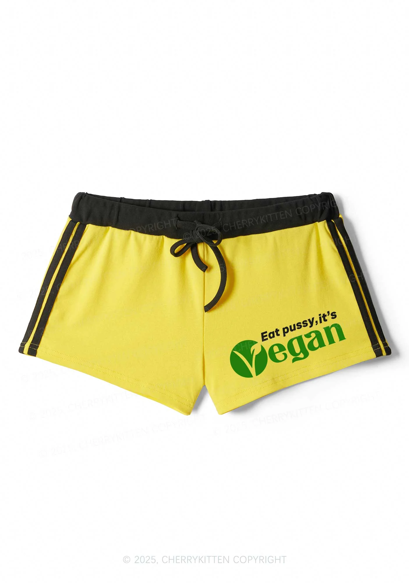 Eat Puxxy Its Vegan Y2K Drawstring Mini Shorts Cherrykitten - Image 3